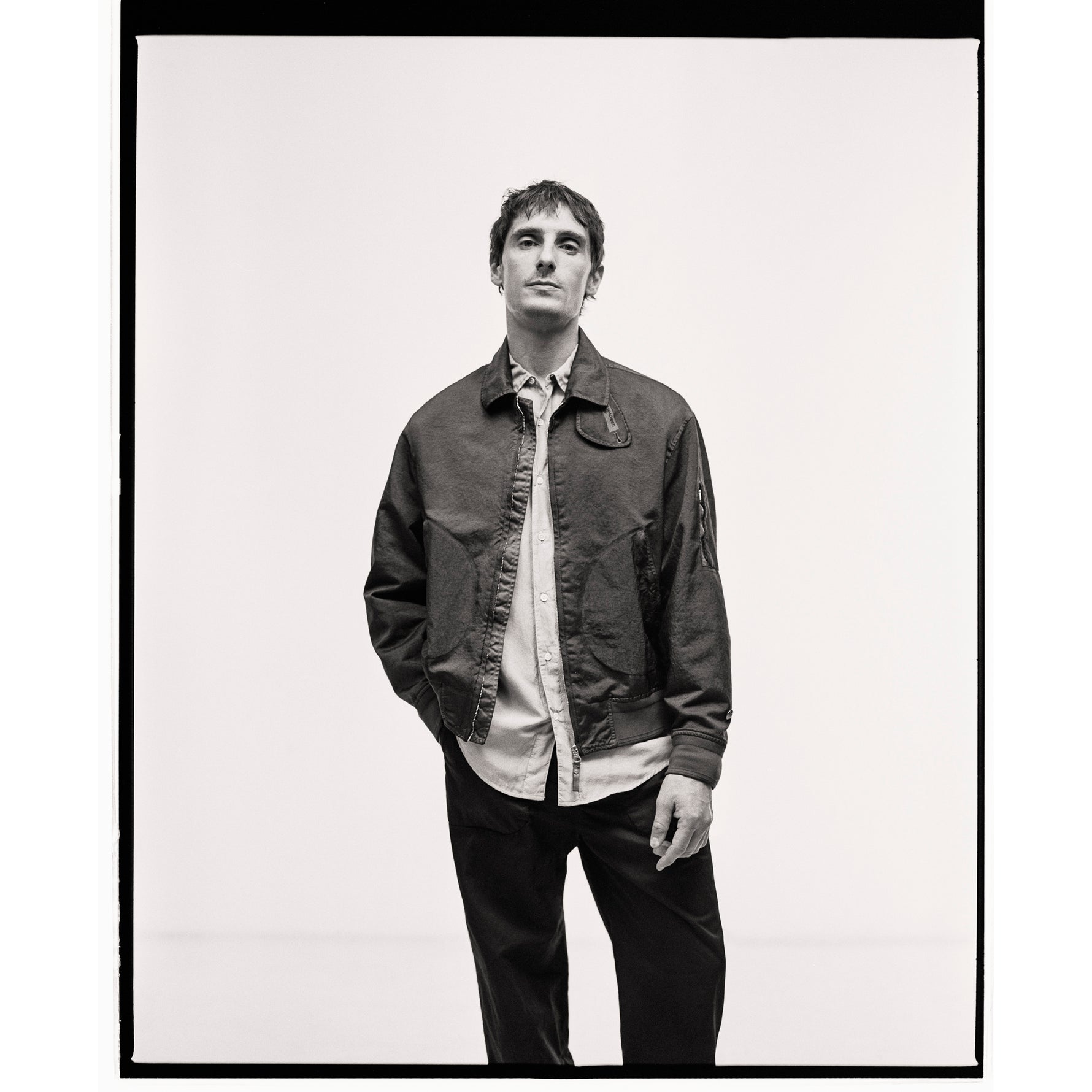 TRAMA 3D GARMENT DYED JACQUARD BOMBER JACKET OLIVE