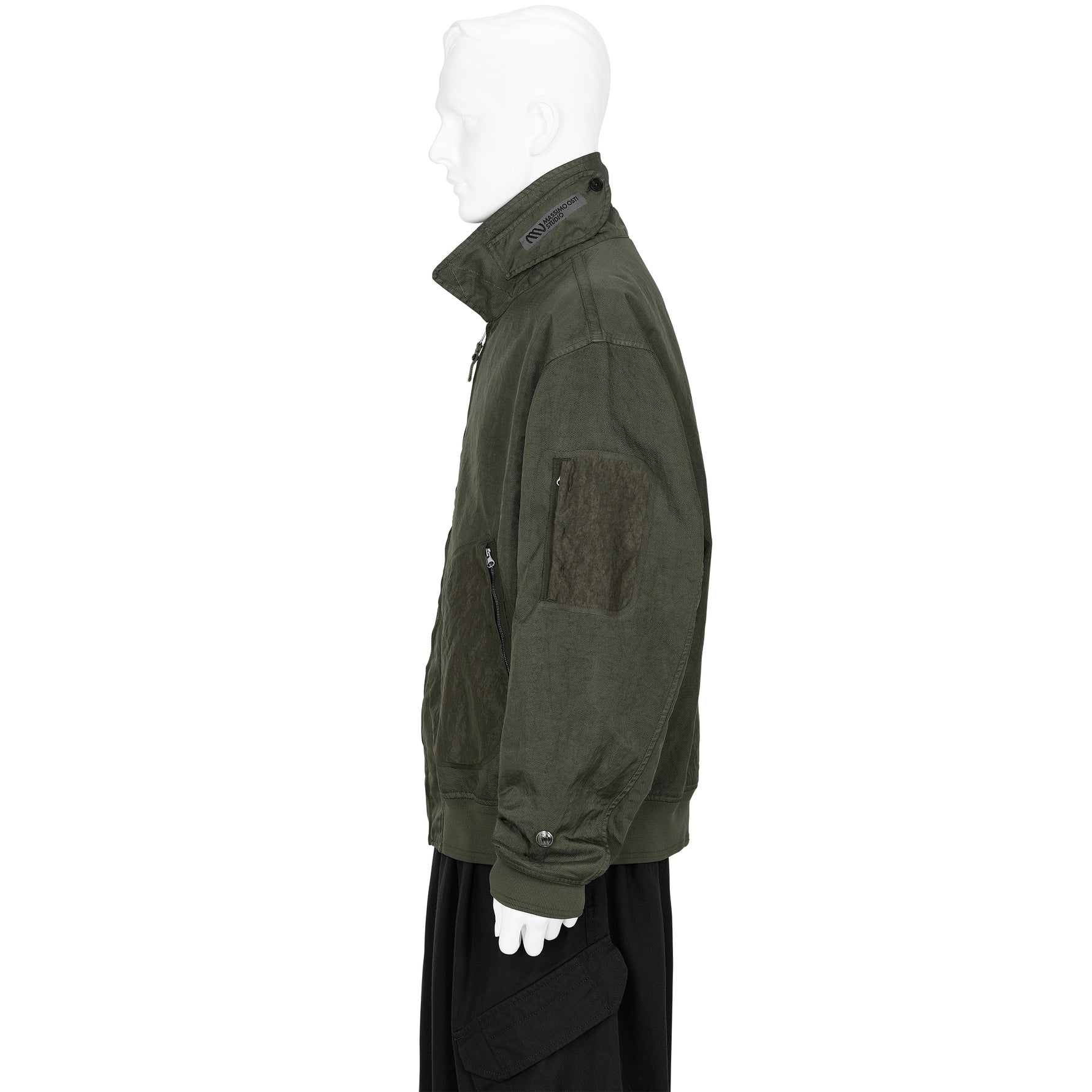 TRAMA 3D GARMENT DYED JACQUARD BOMBER JACKET OLIVE