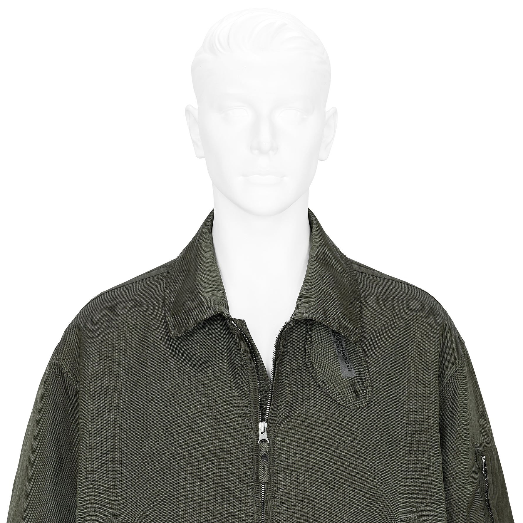 TRAMA 3D GARMENT DYED JACQUARD BOMBER JACKET OLIVE