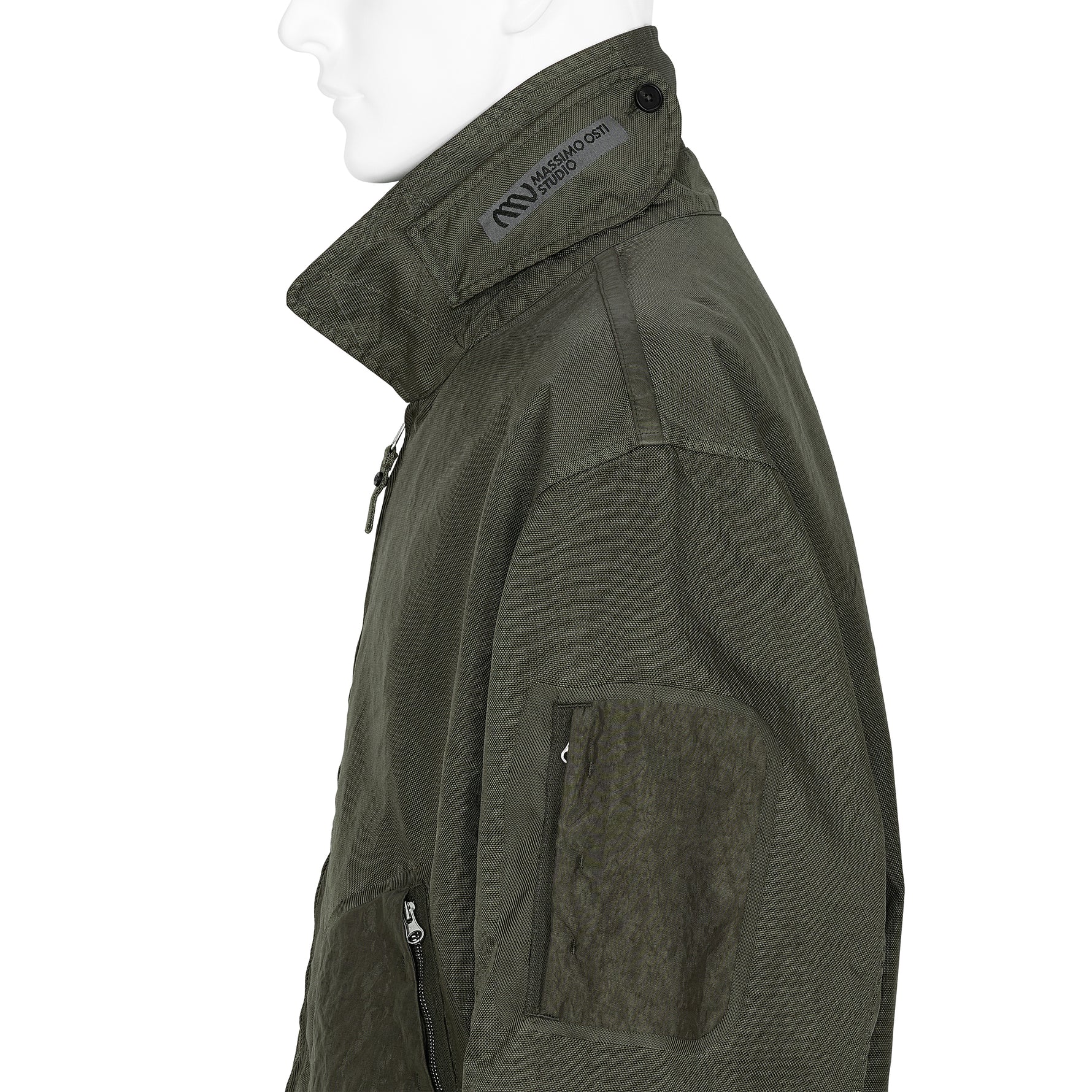 TRAMA 3D GARMENT DYED JACQUARD BOMBER JACKET OLIVE