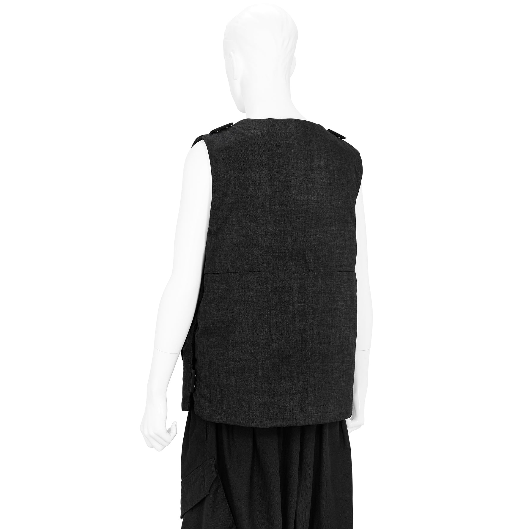 FRESCO WOOL GUM RESINED AND GARMENT DYED VEST MELANGE INDIGO