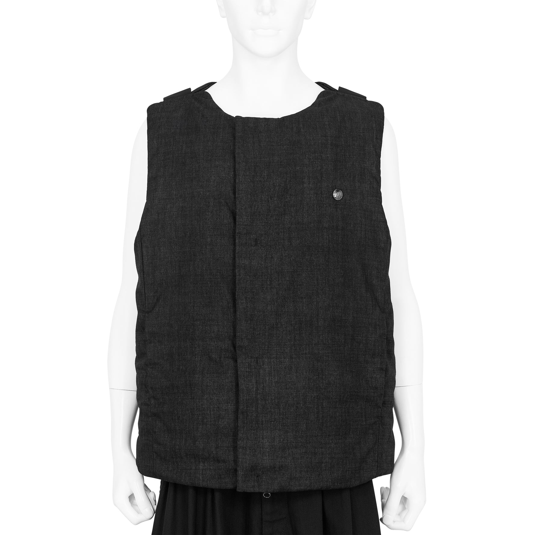 FRESCO WOOL GUM RESINED AND GARMENT DYED VEST MELANGE INDIGO