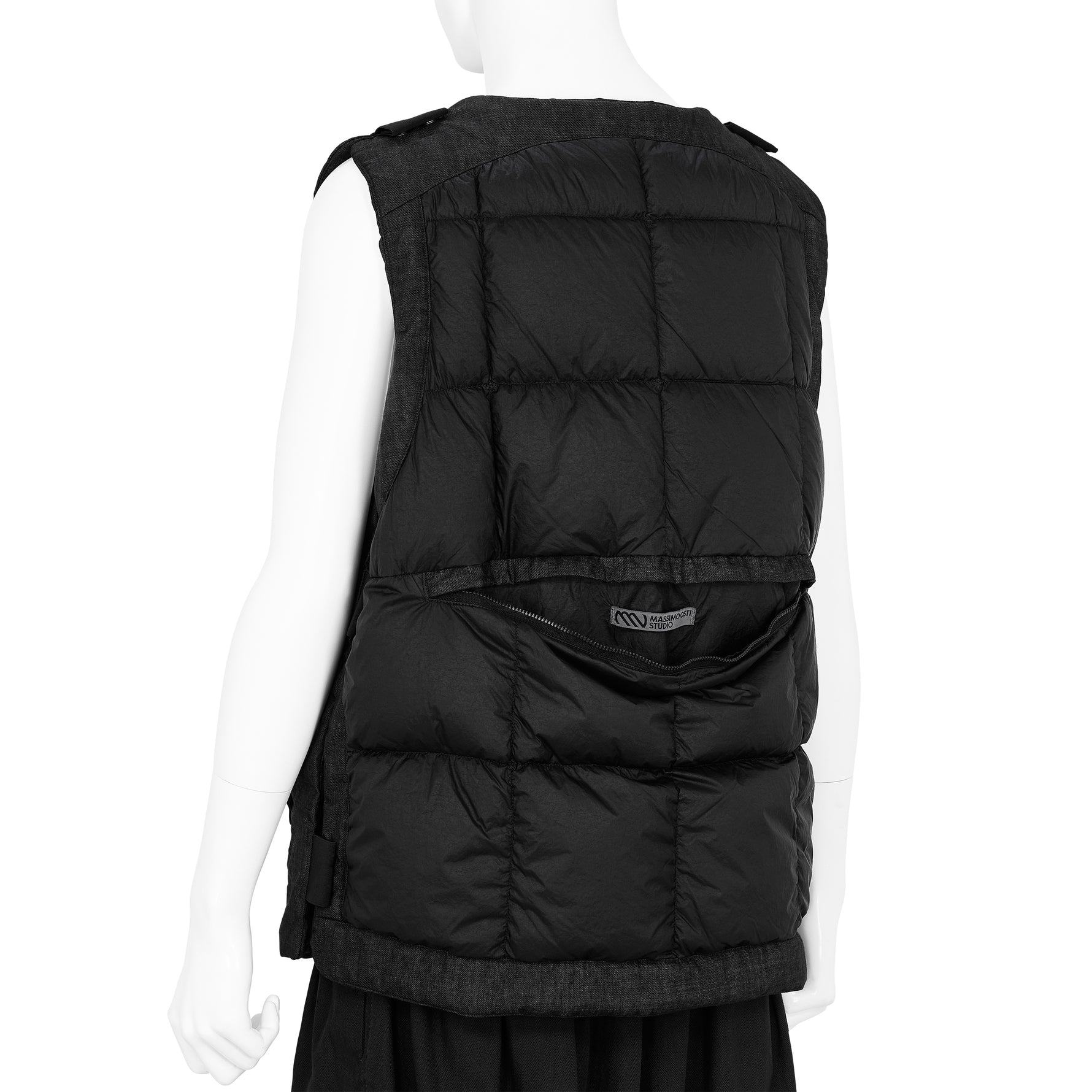 FRESCO WOOL GUM RESINED AND GARMENT DYED VEST MELANGE INDIGO