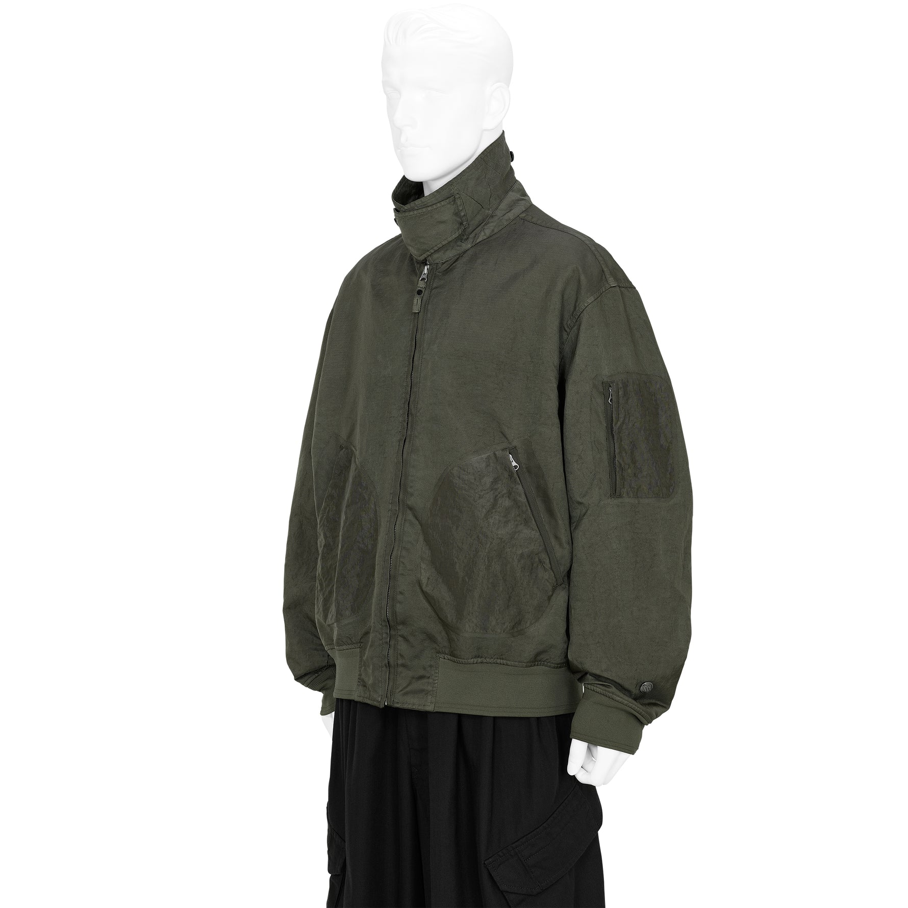 TRAMA 3D GARMENT DYED JACQUARD BOMBER JACKET OLIVE