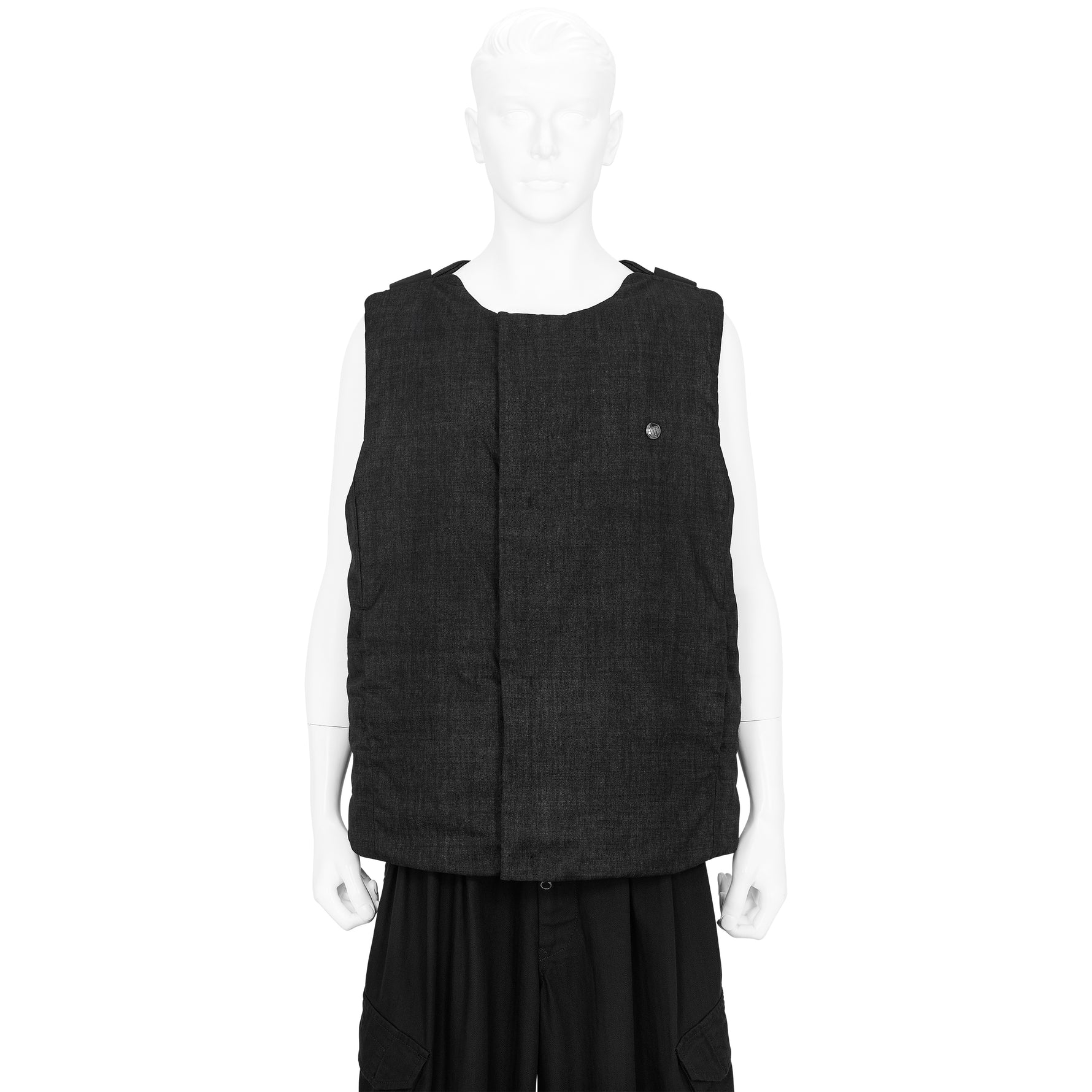 FRESCO WOOL GUM RESINED AND GARMENT DYED VEST MELANGE INDIGO
