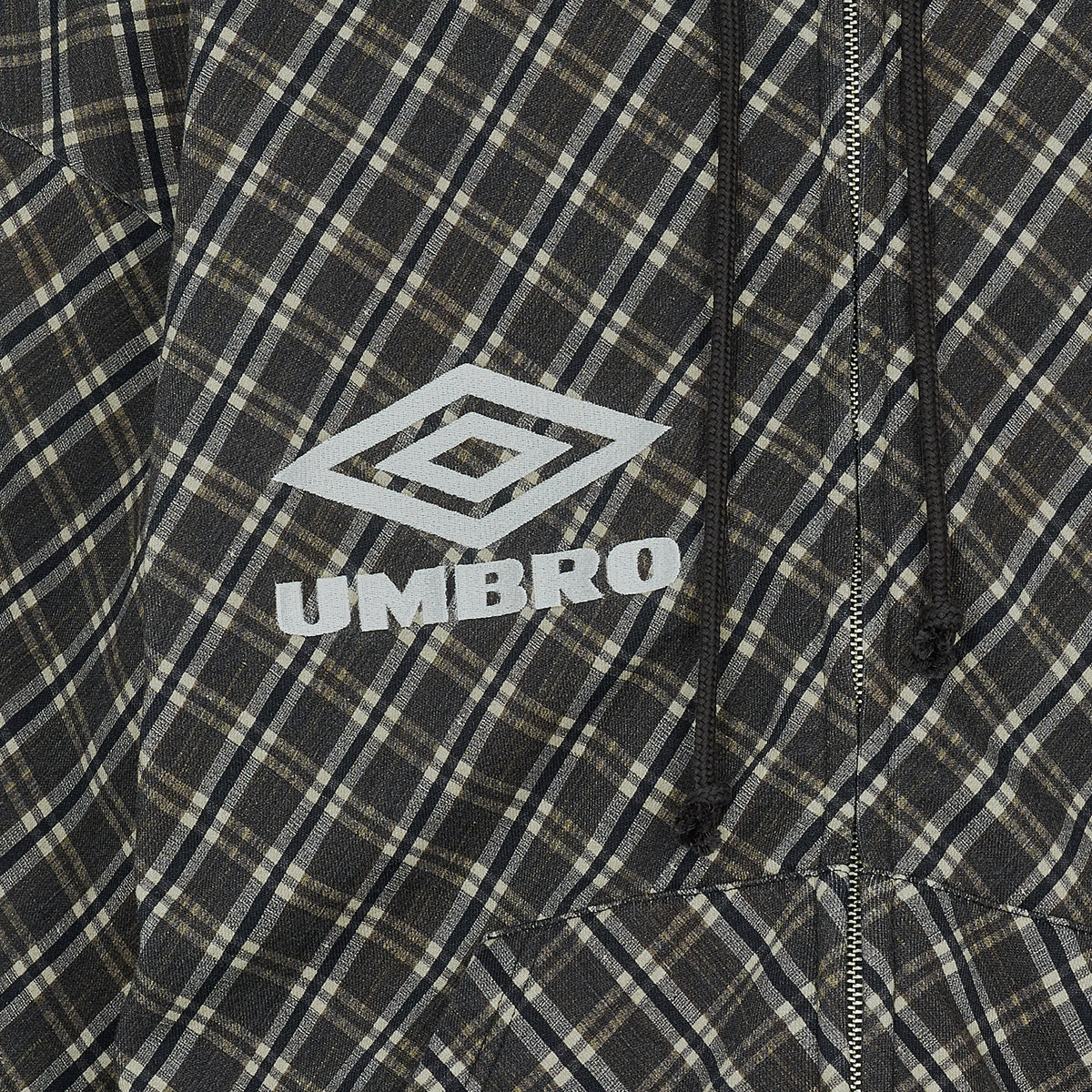PLAID MASKED HOODIE BROWN