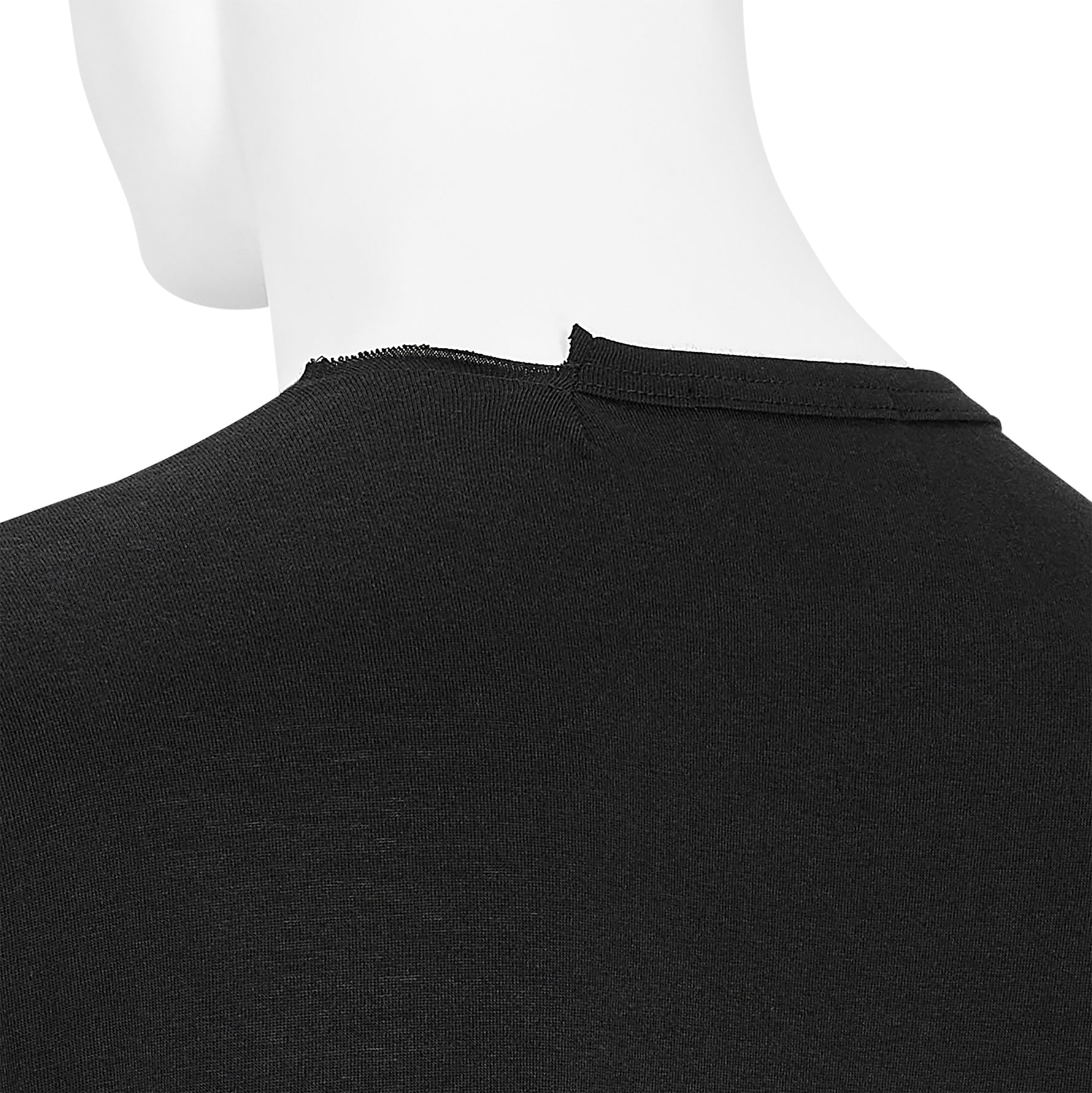 WOOL MIX SINGLE JERSEY SLIT ROUND NECK TEE BLACK