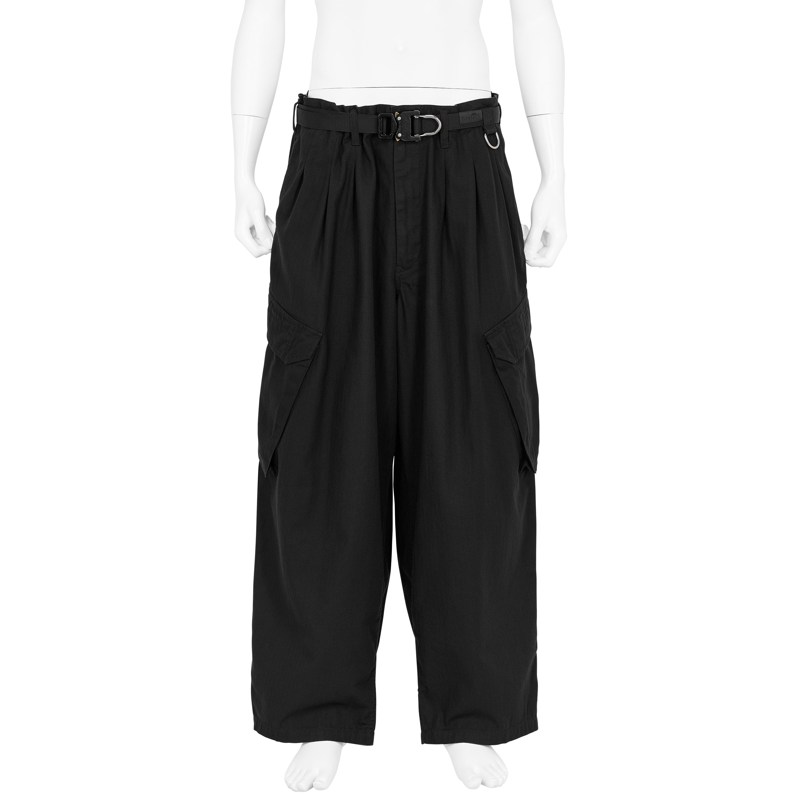 HERRINGBONE 12TUCK WORK PANTS BLACK