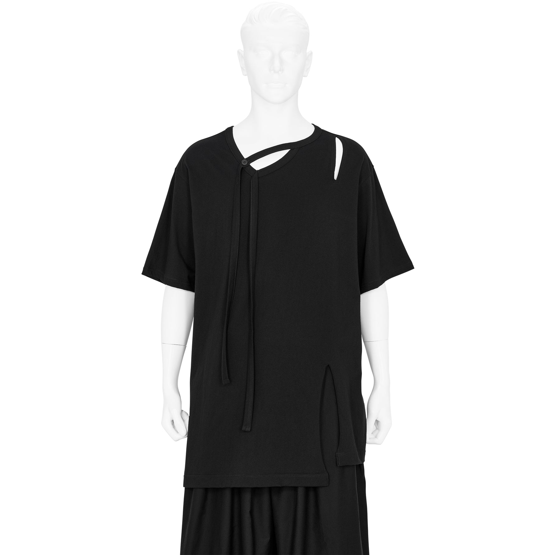 SINGLE JERSEY BINDER V NECK T BLACK