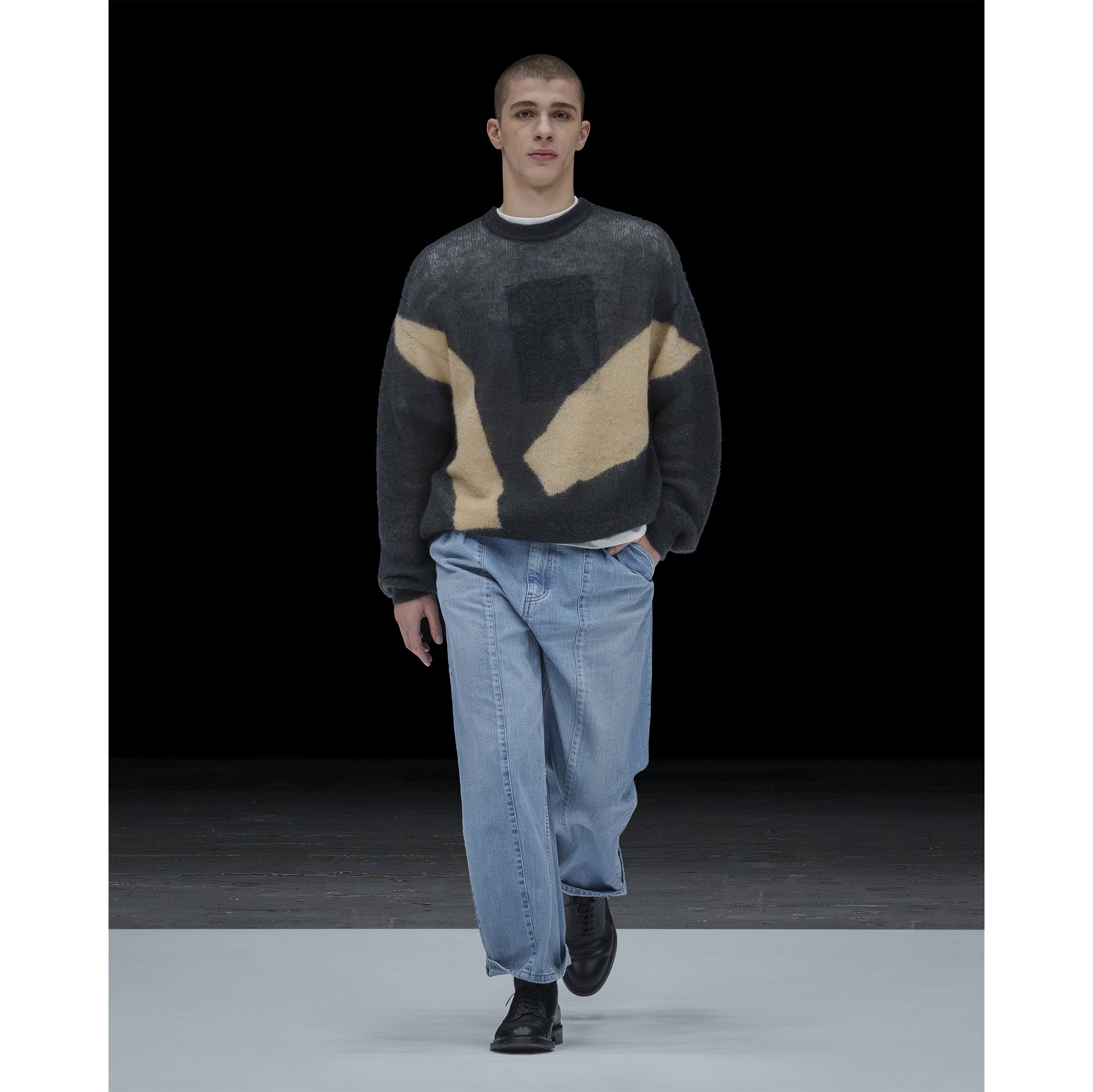 PHOTOGRAM INTARSIA KNIT BLACK