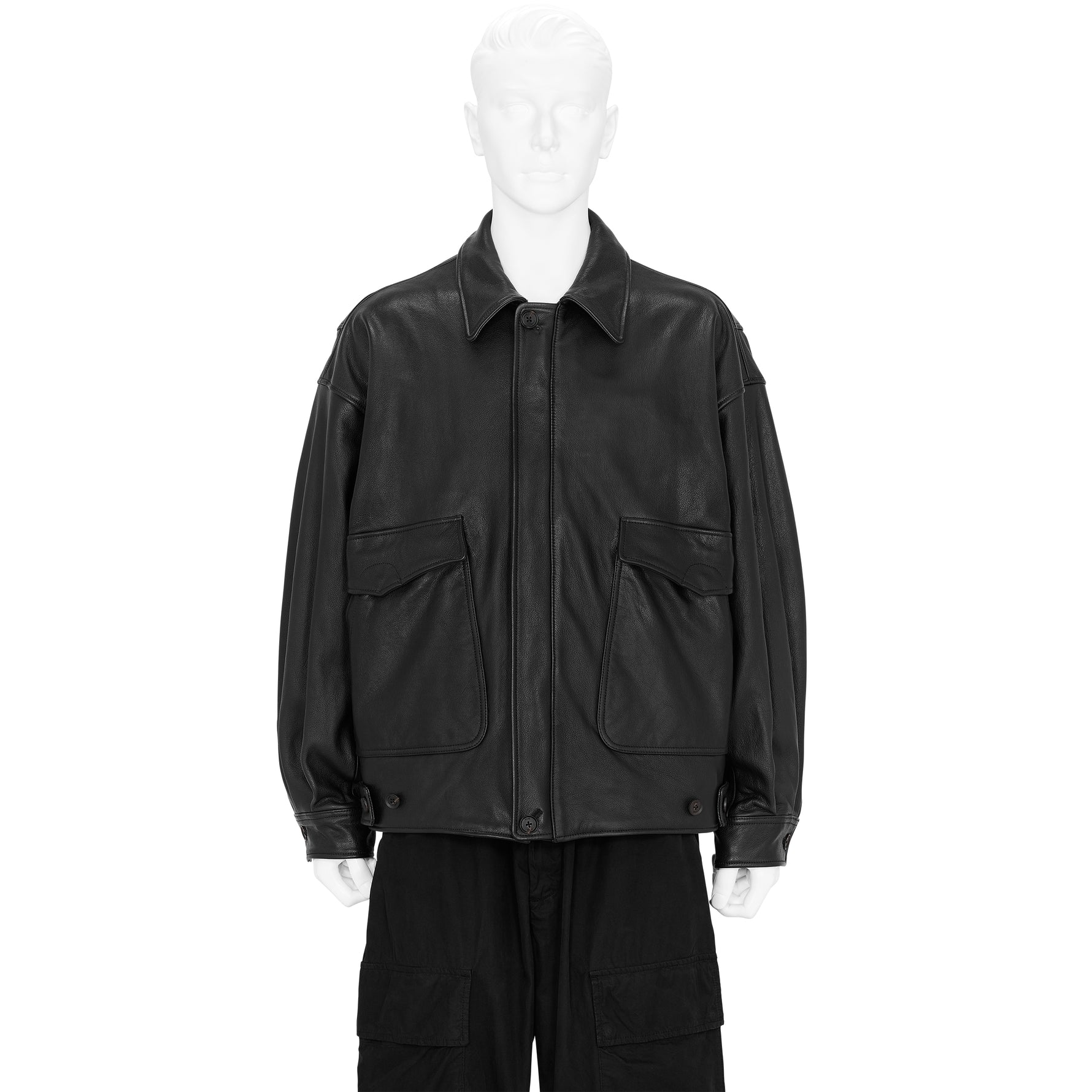 LEATHER FLIGHT JACKET BLACK