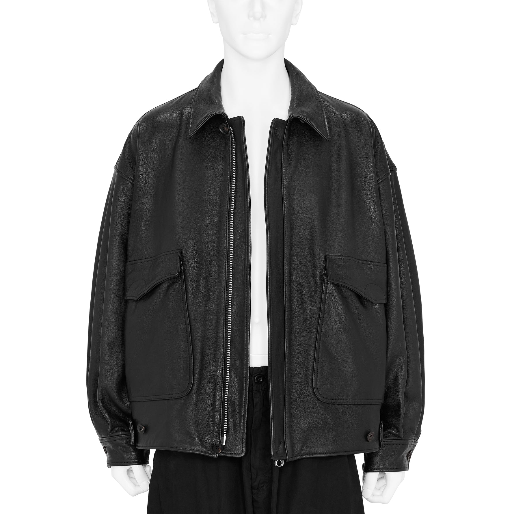 LEATHER FLIGHT JACKET BLACK