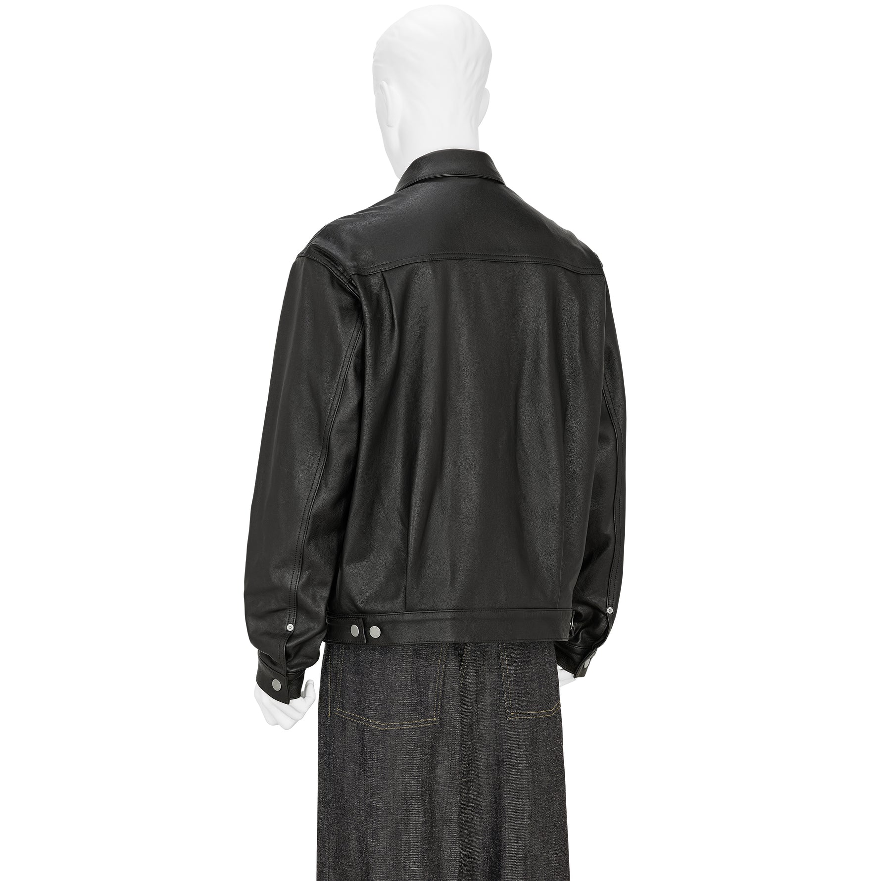 SHRINK COW LEATHER TRUCKER JACKET BLACK