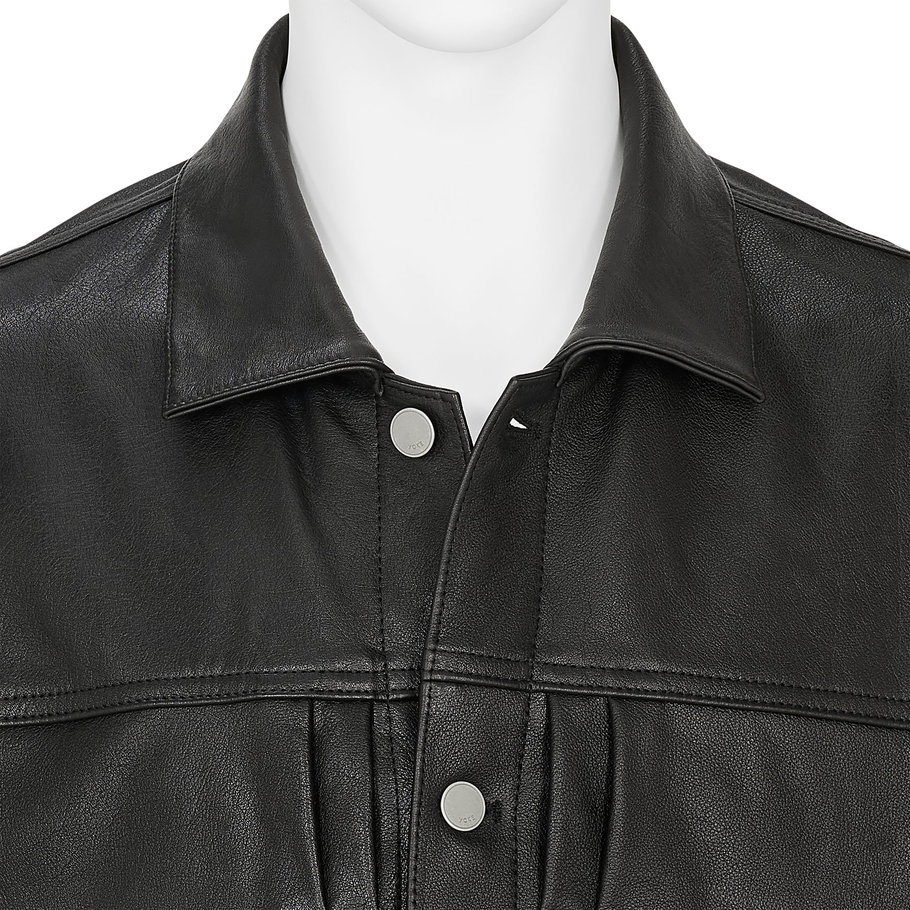 SHRINK COW LEATHER TRUCKER JACKET BLACK