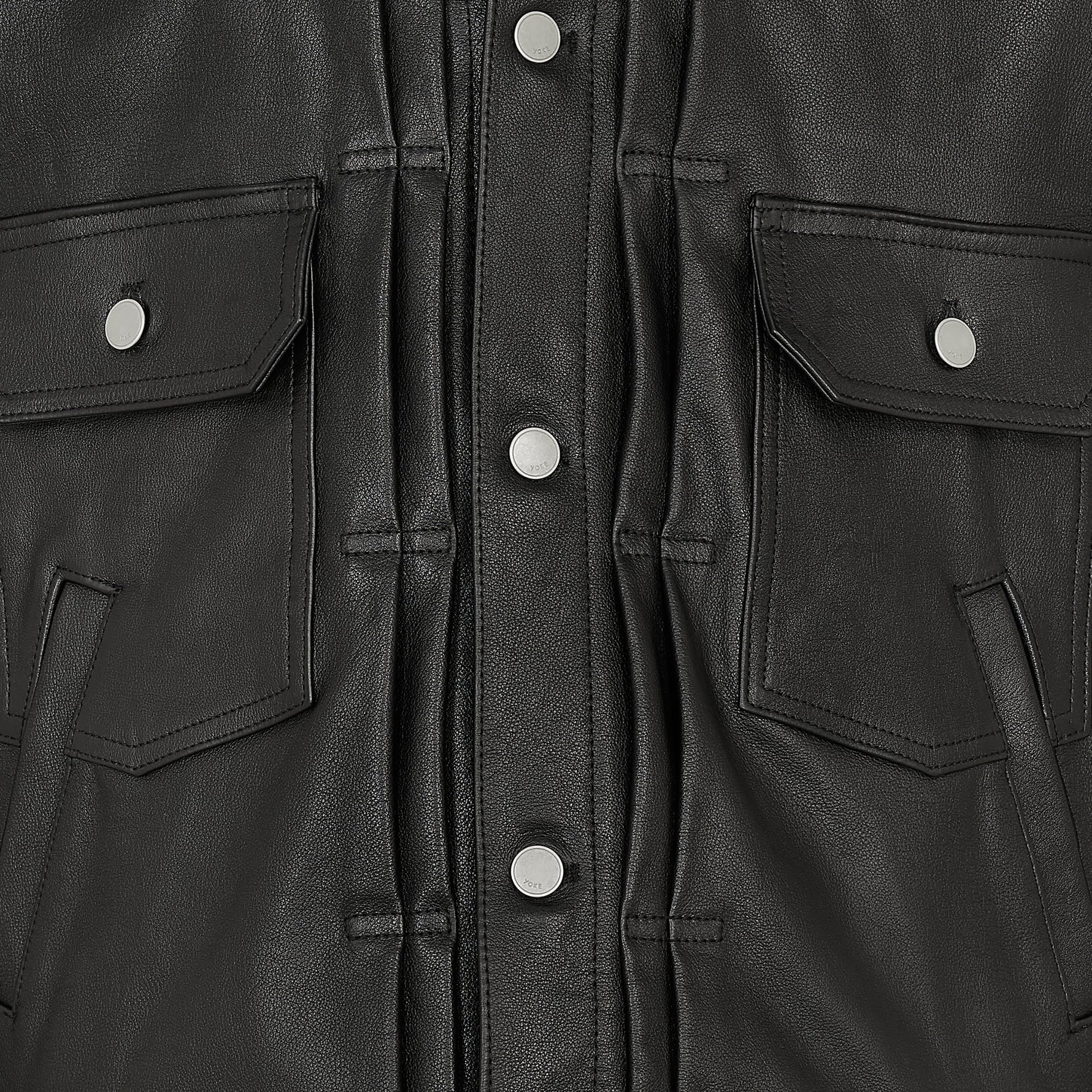 SHRINK COW LEATHER TRUCKER JACKET BLACK
