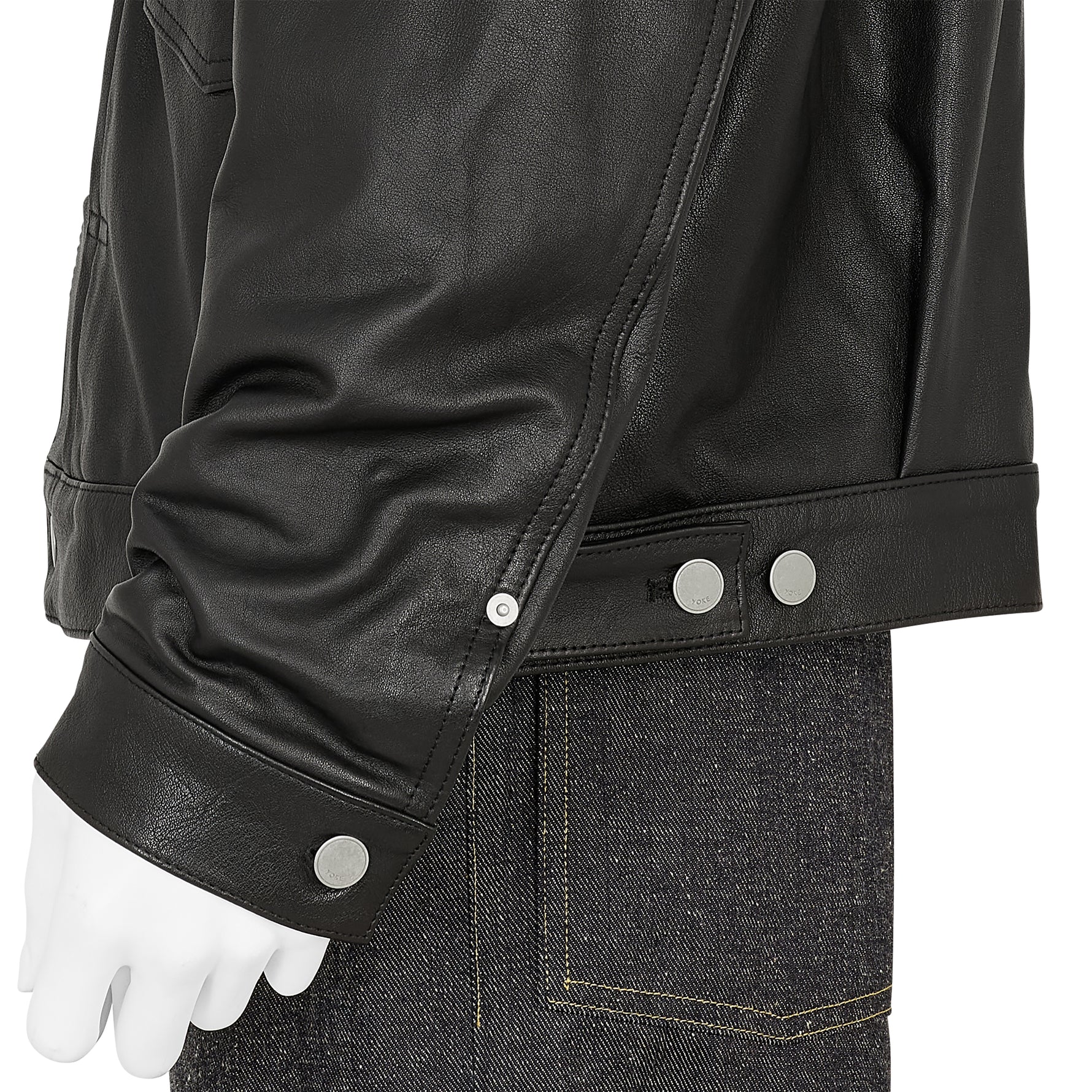 SHRINK COW LEATHER TRUCKER JACKET BLACK