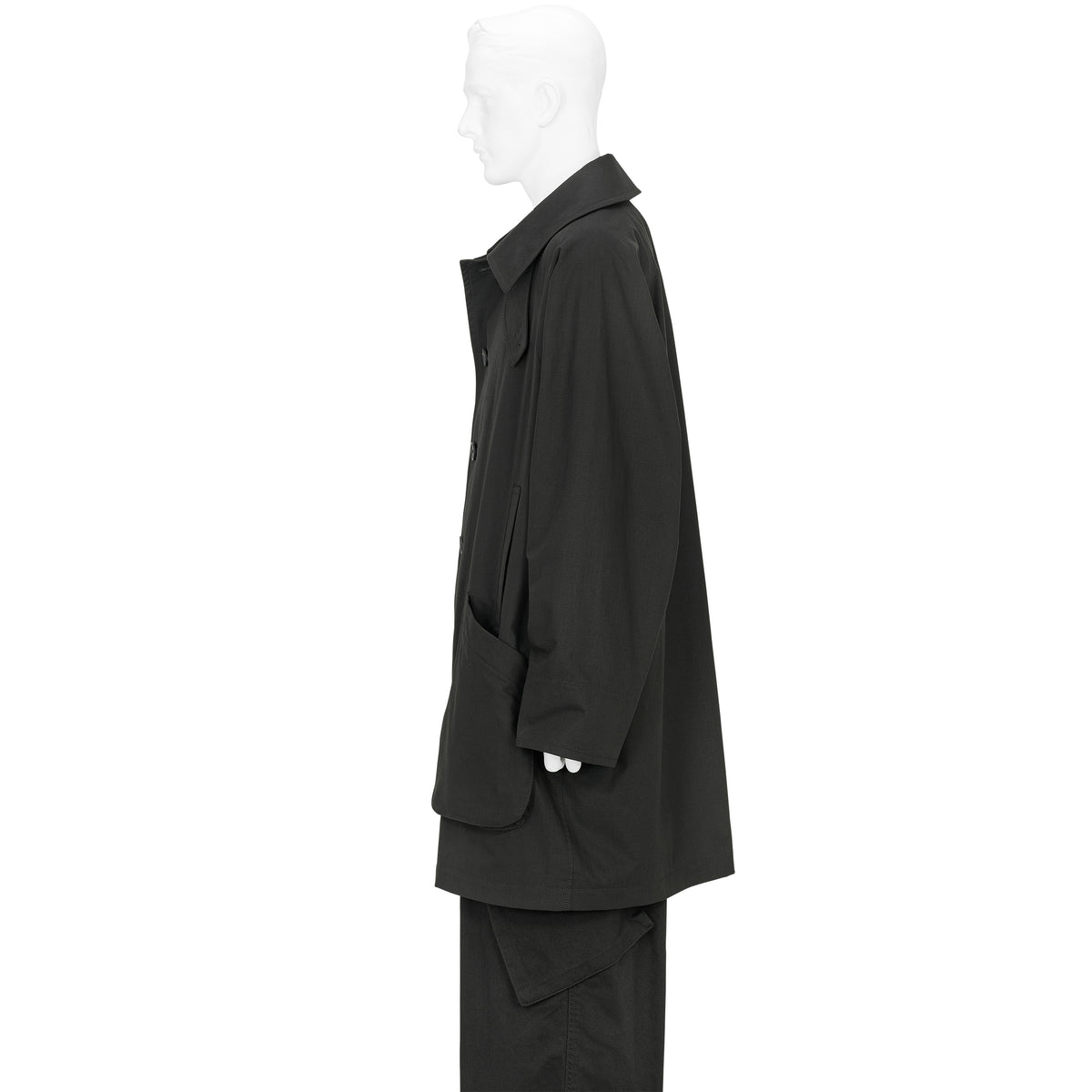 COTTON RIP STOP RAGLAN COAT BLACK