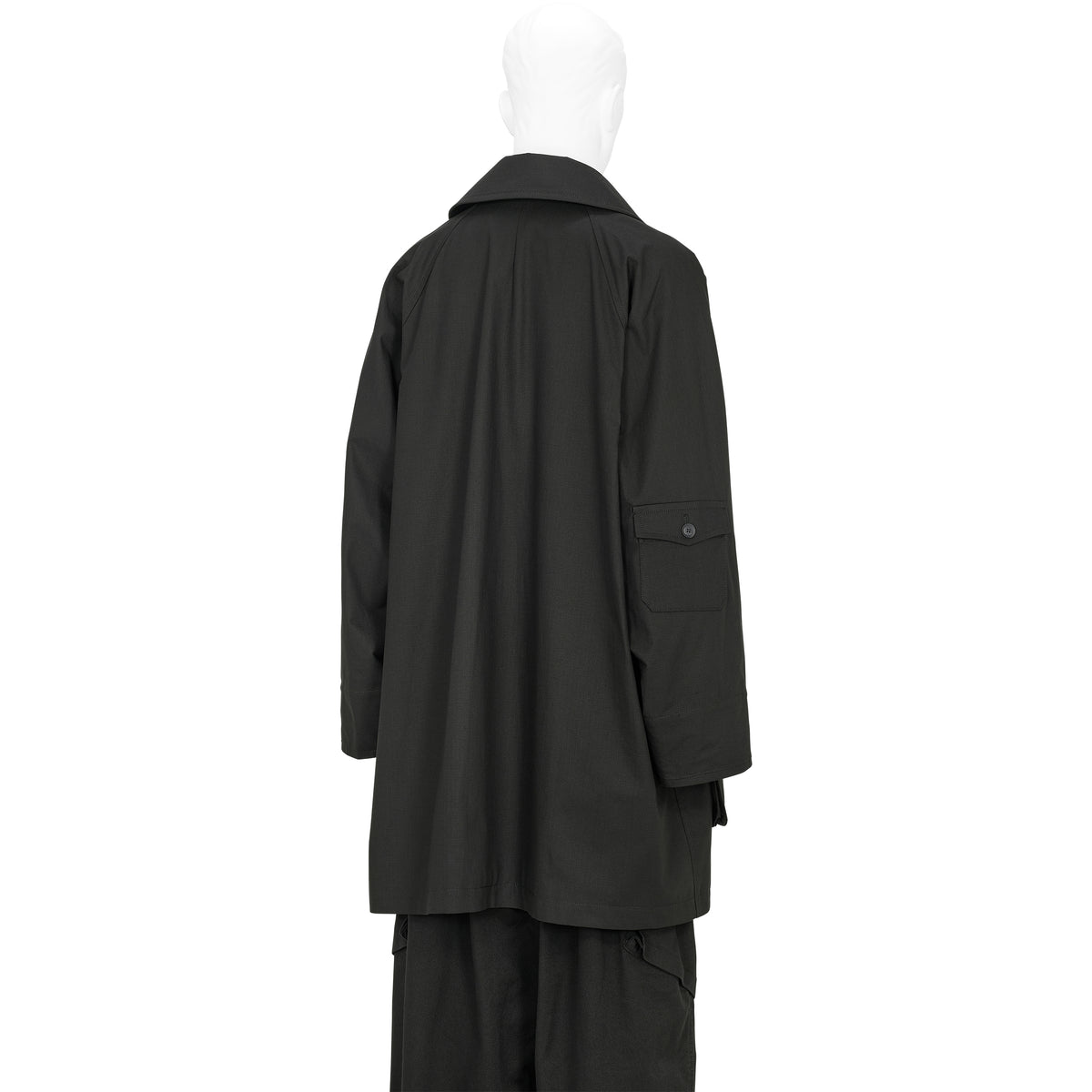 COTTON RIP STOP RAGLAN COAT BLACK
