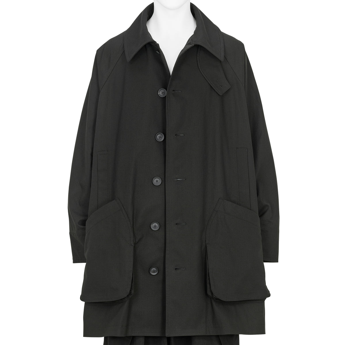 COTTON RIP STOP RAGLAN COAT BLACK