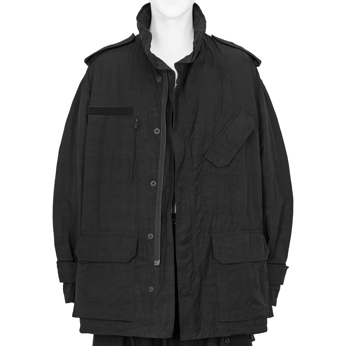 SPUN GABARDINE HOOD BLOUSON BLACK