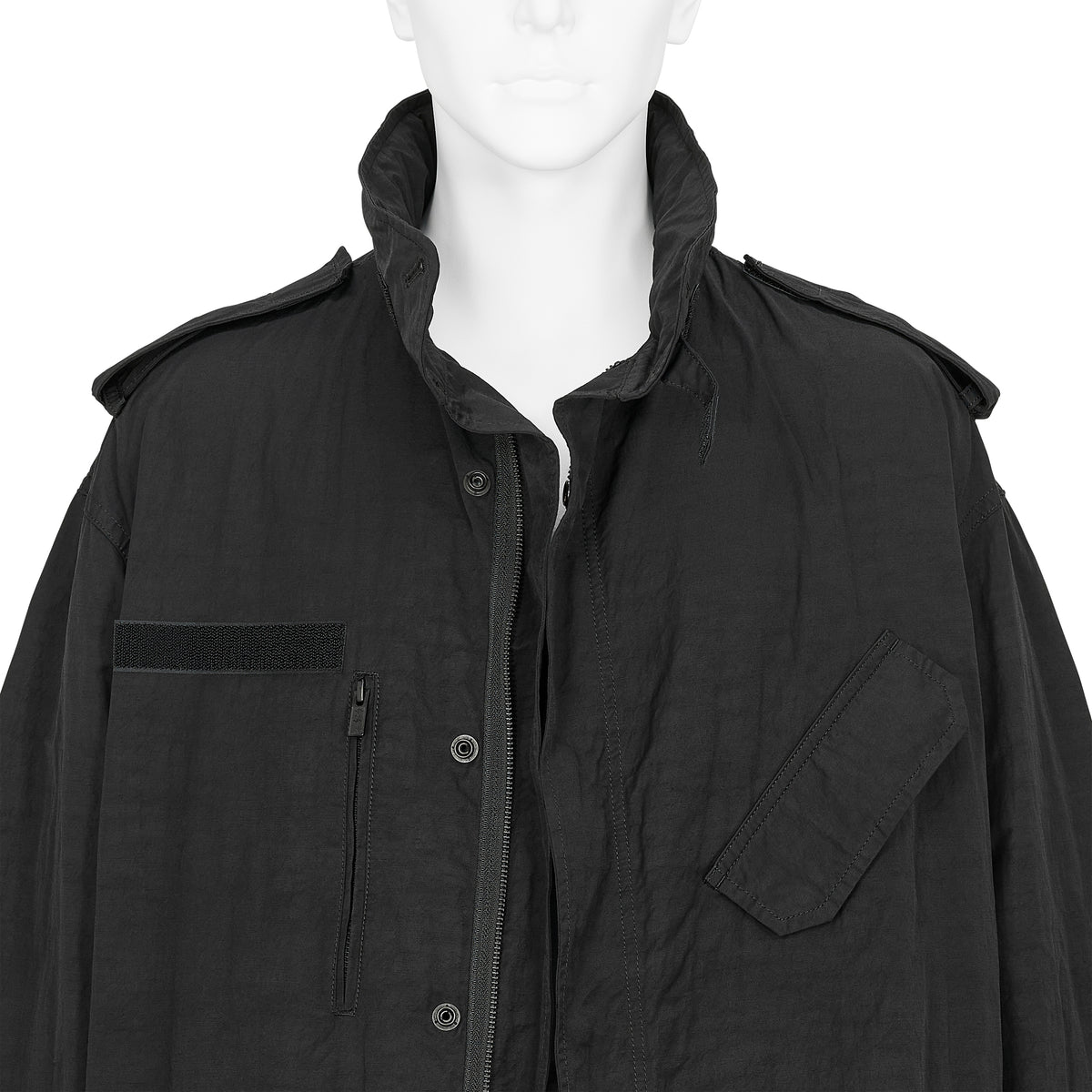 SPUN GABARDINE HOOD BLOUSON BLACK