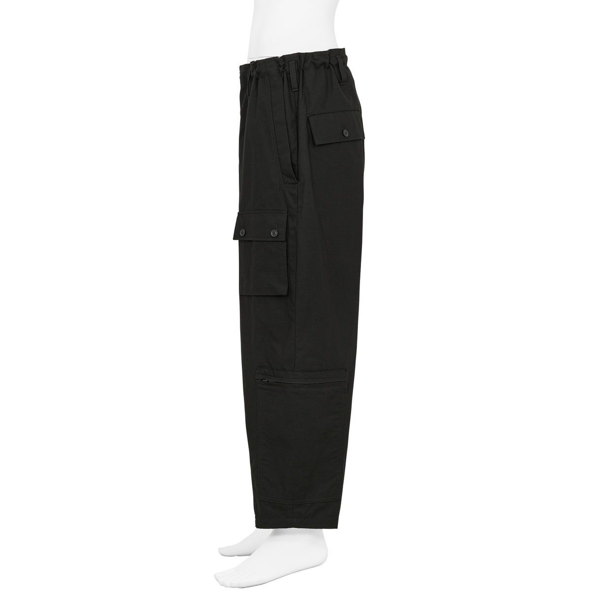 COTTON RIP STOP MILITARY ZIP PANTS BLACK