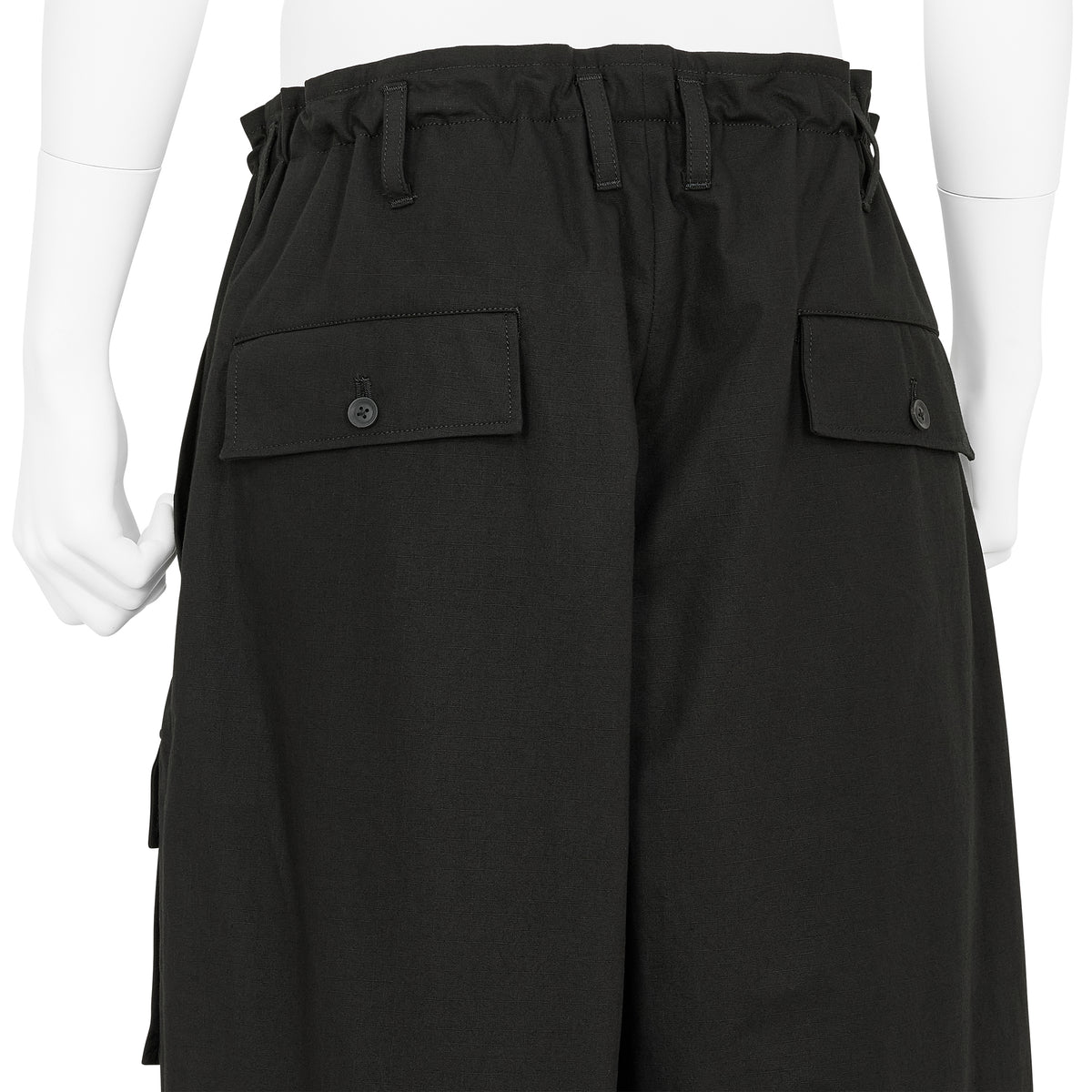 COTTON RIP STOP MILITARY ZIP PANTS BLACK
