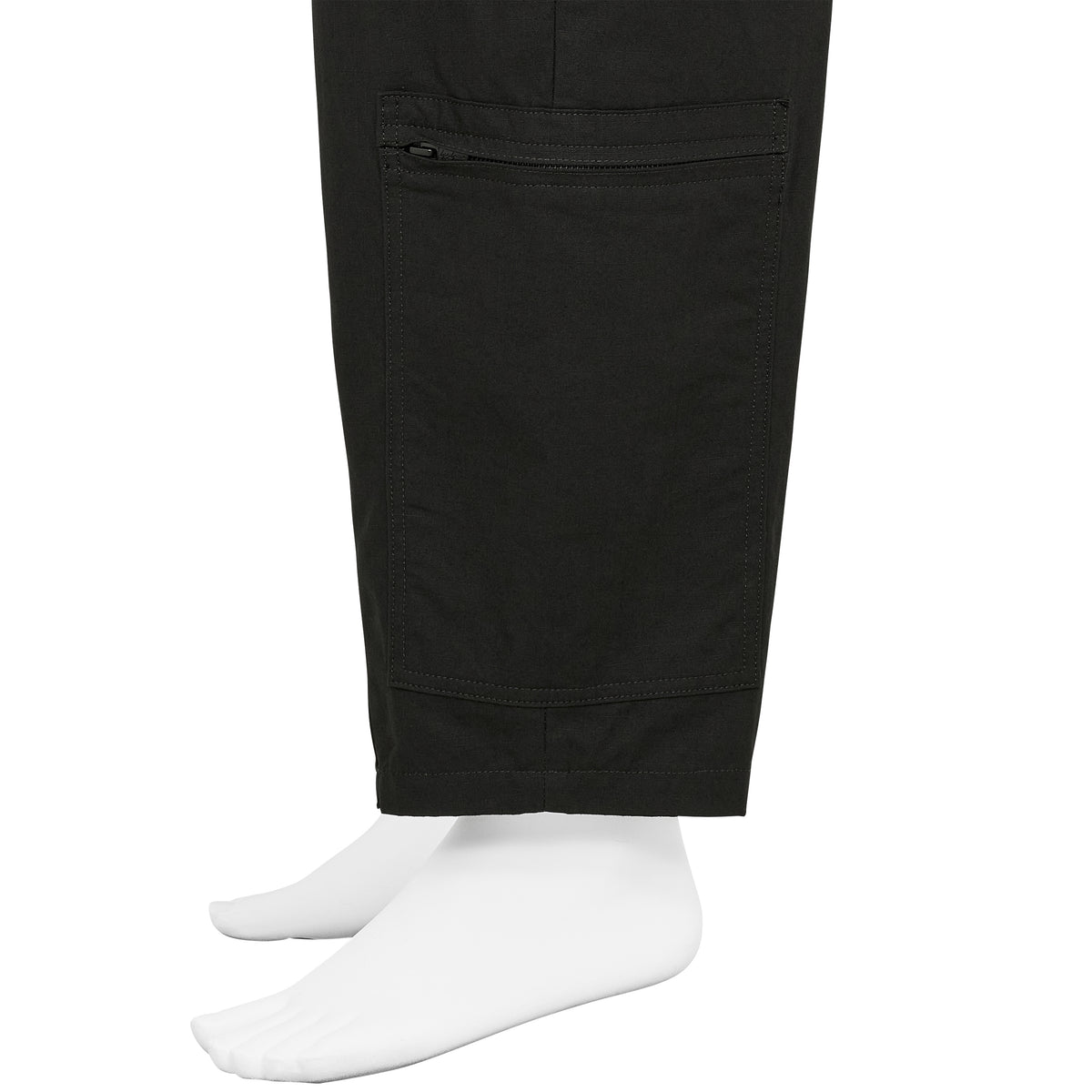 COTTON RIP STOP MILITARY ZIP PANTS BLACK