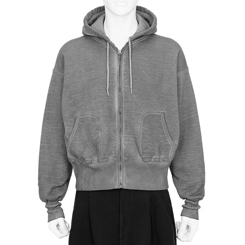 FULL ZIP SWEAT PARKA CAHRCOAL DYED GRAY