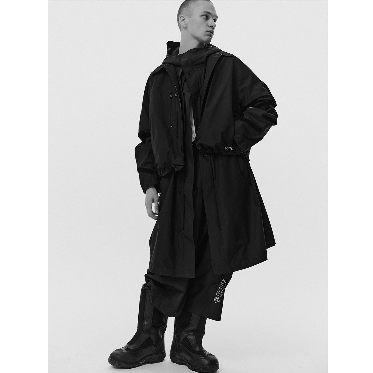 D-VEC （ディーベック） ブラック ロング丈 モッズコート GORE-TEX INFINIUM HOODIE COAT BLACK - D-VEC×ALMOSTBLACK