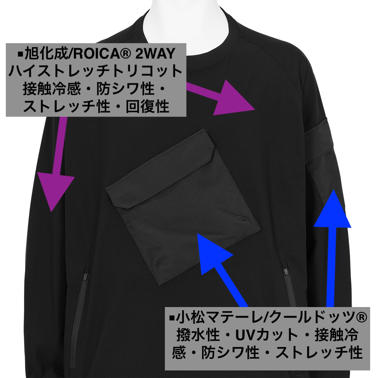 L/S TEE WITH POCKET BLACK