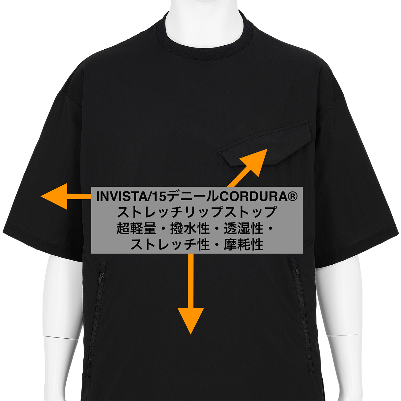 CHEST FLAP POCKET T-SHIRT BLACK
