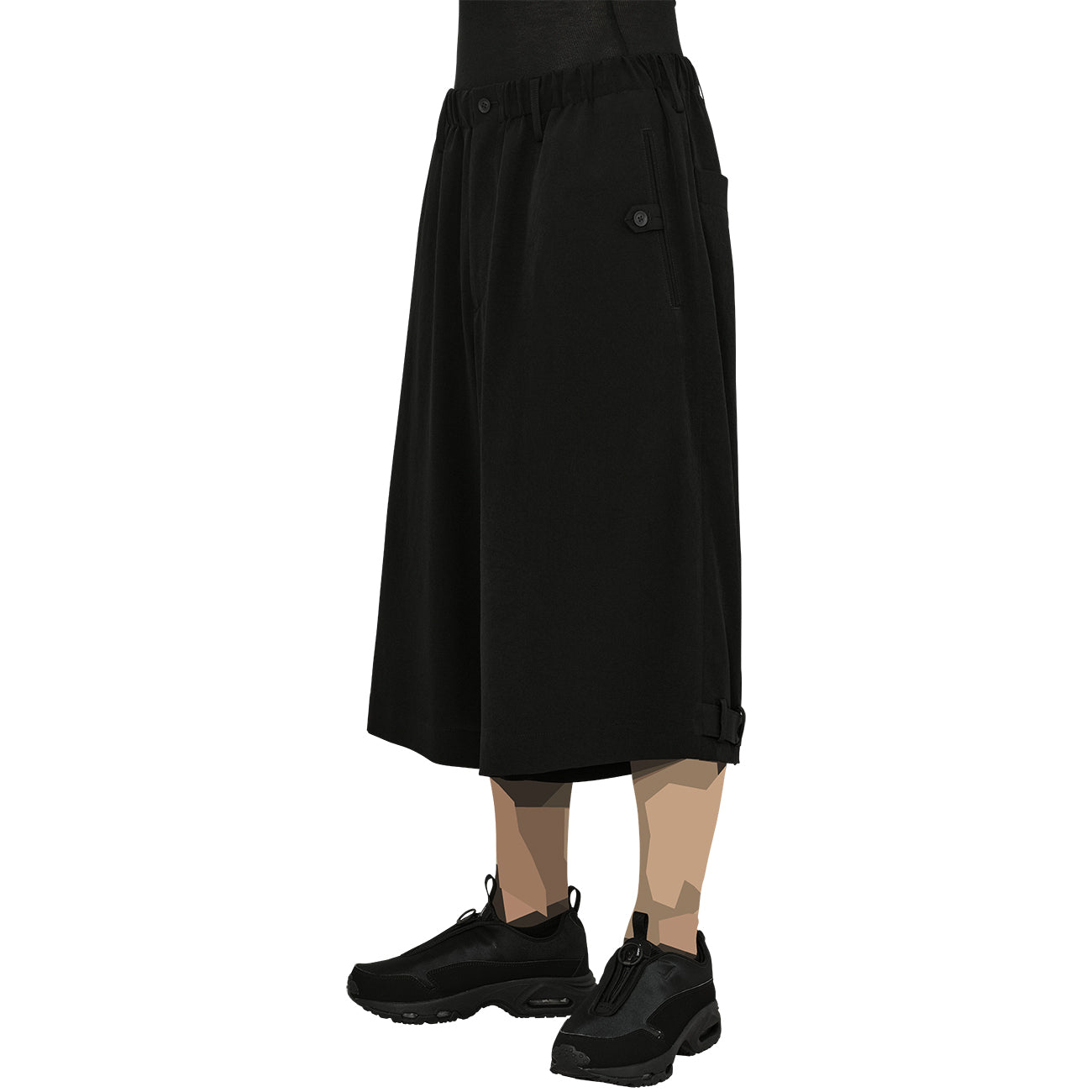 TRIACETATE TAB BELT HALF PANTS BLACK