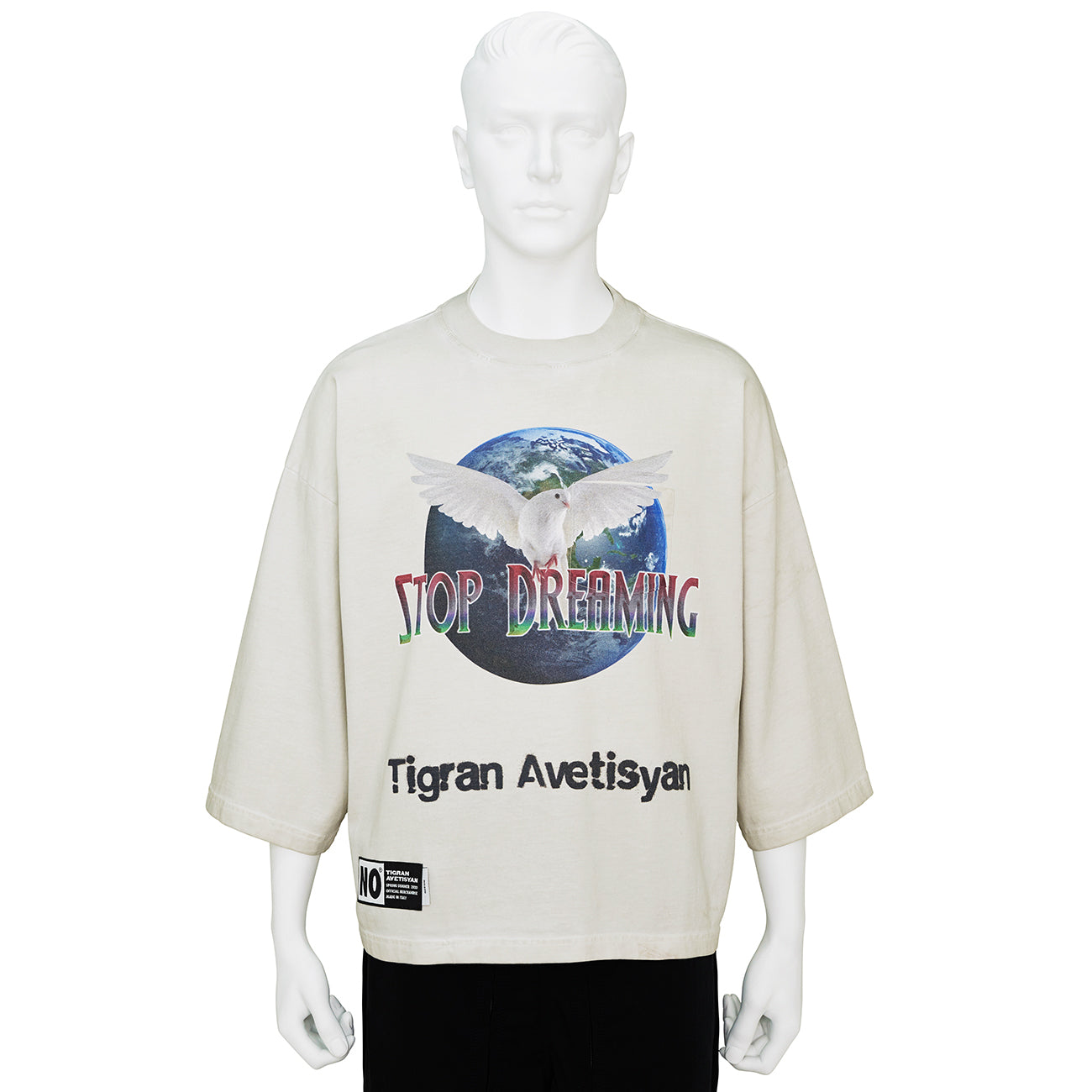 CROPPED TEE [ STOP DREAMING ] BEIGE