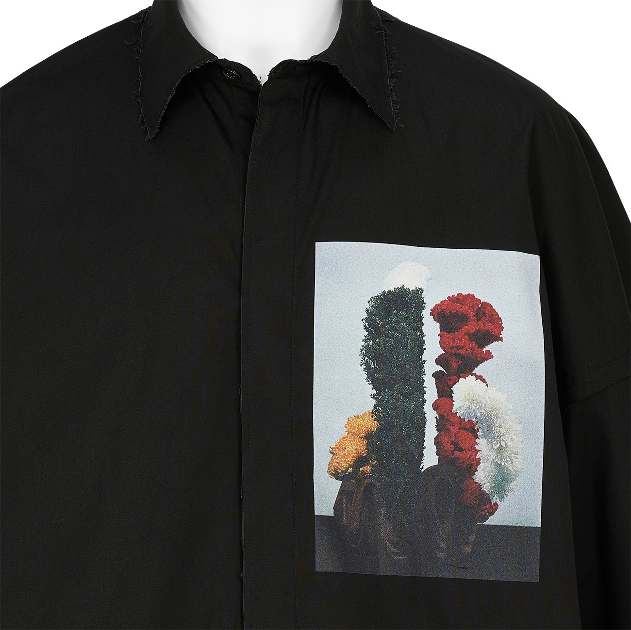 SOFU TESHIGAHARA PRINT CUT OFF BIG SHIRT [KYOZO] BLACK