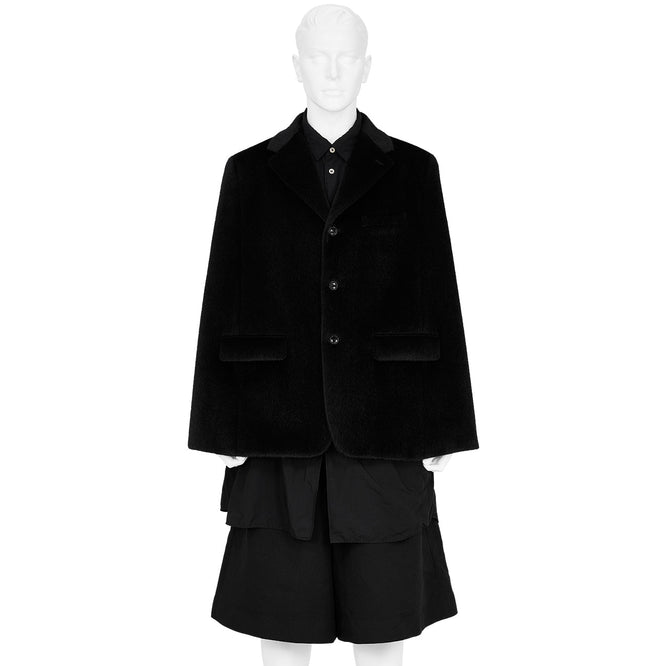 FAKE FUR JACKET CAPE BLACK