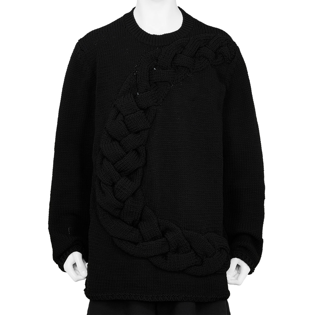 CABLE CREW NECK KNIT BLACK - COMME des GARÇONS HOMME PLUS