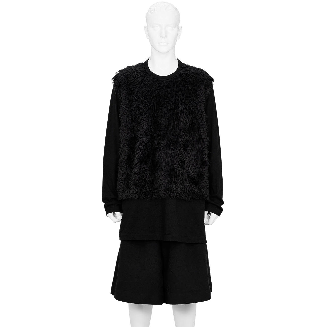 FAKE FUR L/S TEE BLACK