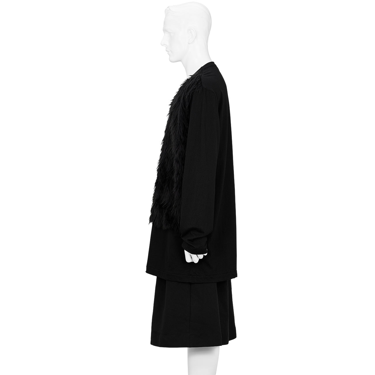 FAKE FUR L/S TEE BLACK
