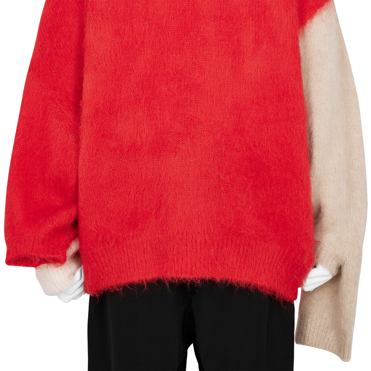 RED LABEL GRAFFITI MOHAIR KNIT BEIGE RED