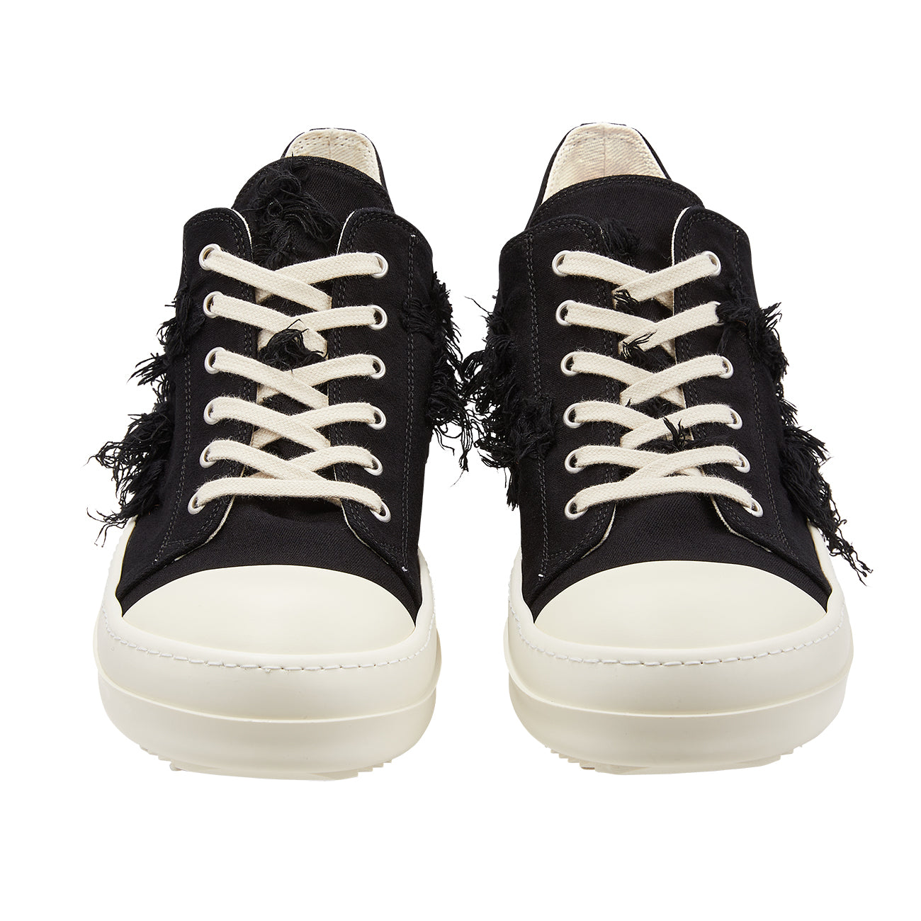 SINGLE SOLE LOW CUT SNEAKERS SLASH DENIM BLACK - RICK OWENS