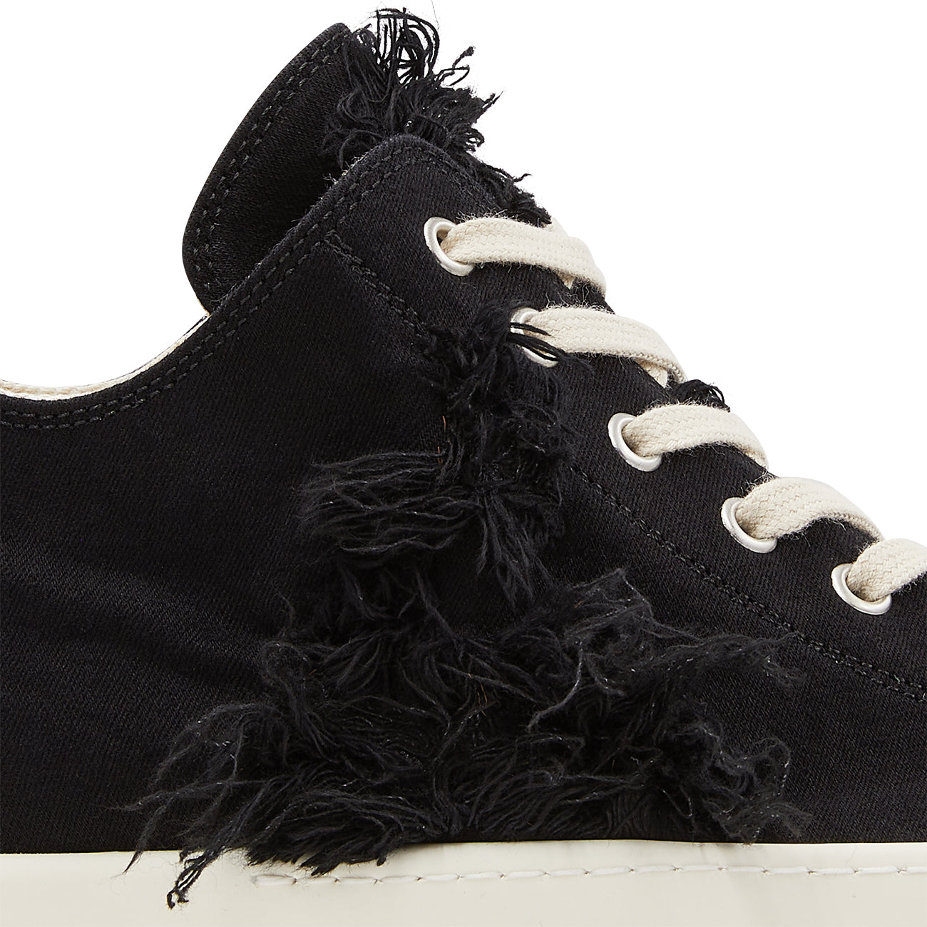 SINGLE SOLE LOW CUT SNEAKERS SLASH DENIM BLACK - RICK OWENS