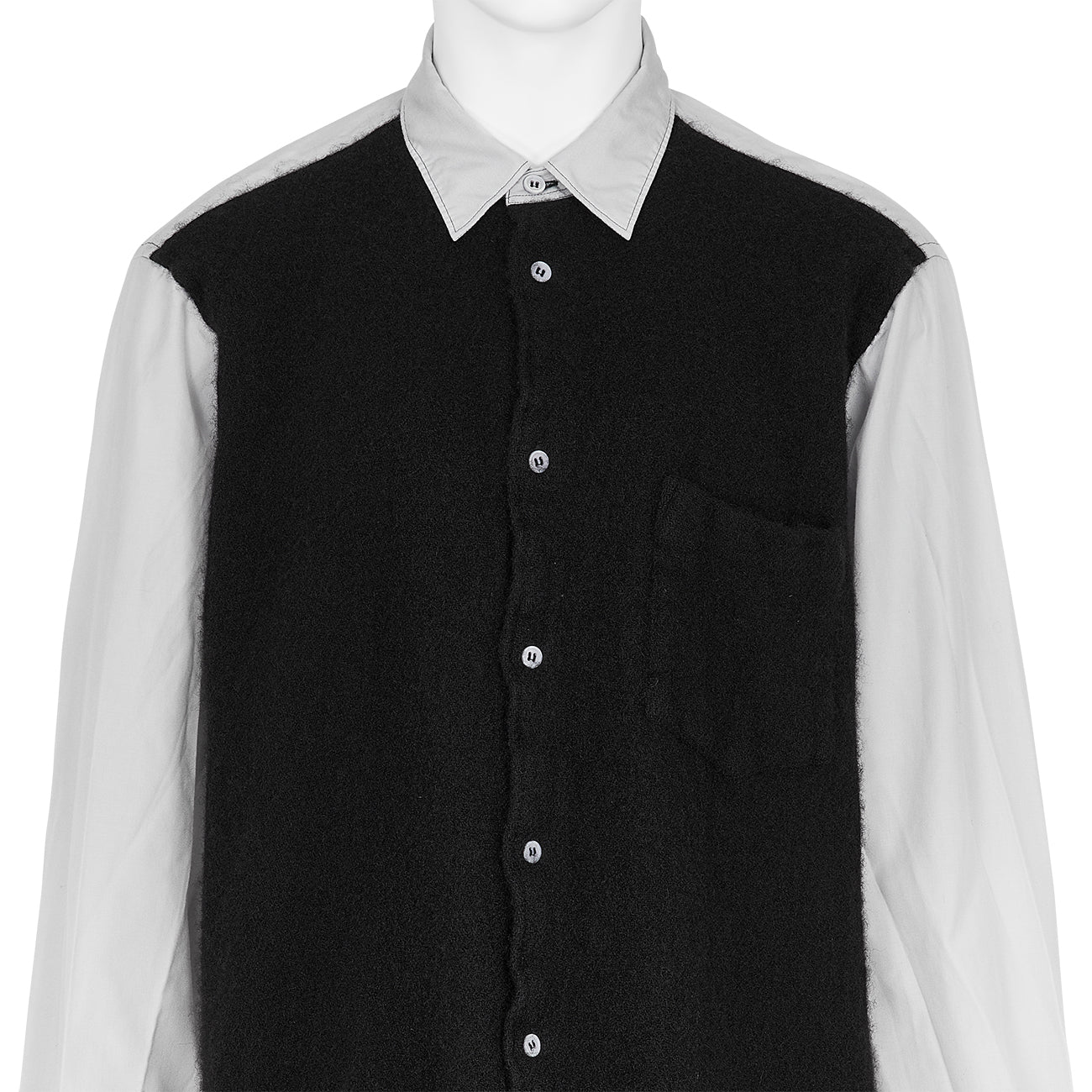 FULLING WOOL PANEL LONG SHIRT BLACK