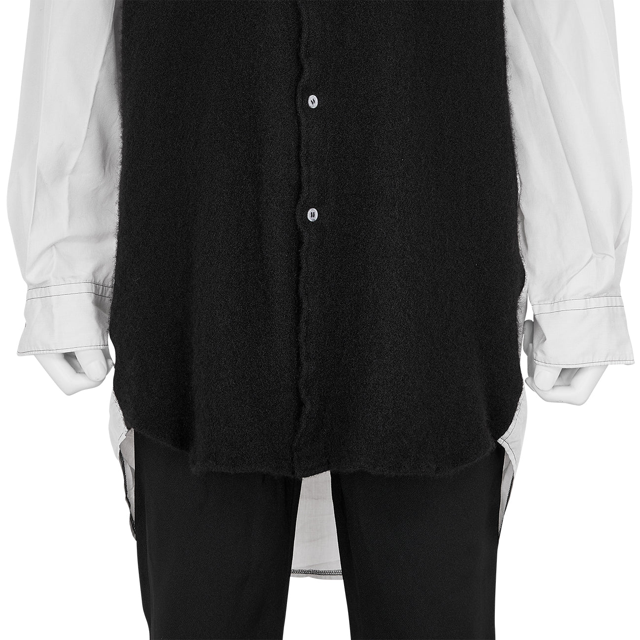 FULLING WOOL PANEL LONG SHIRT BLACK