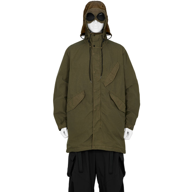 FLATT NYLON GOGGLE FISHTAIL PARKA MILITARY GREEN