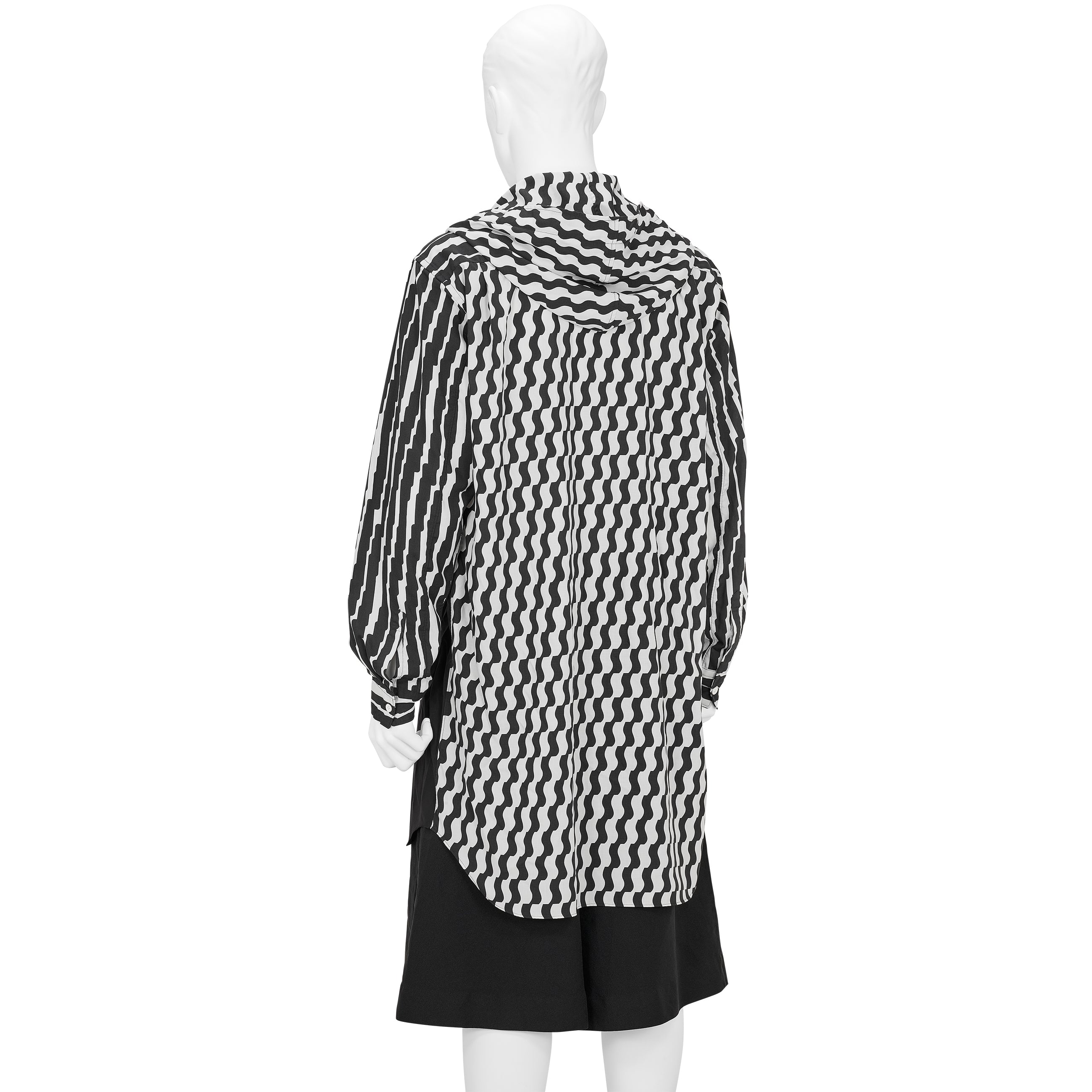POLYESTER SHIRT WITH HOOD BLACK WHITE - COMME des GARÇONS HOMME