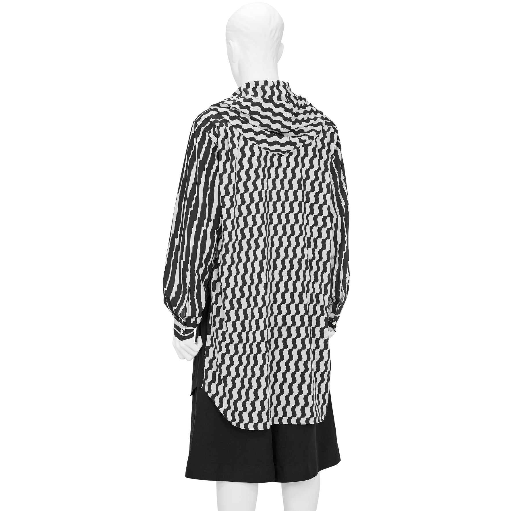 POLYESTER SHIRT WITH HOOD BLACK WHITE