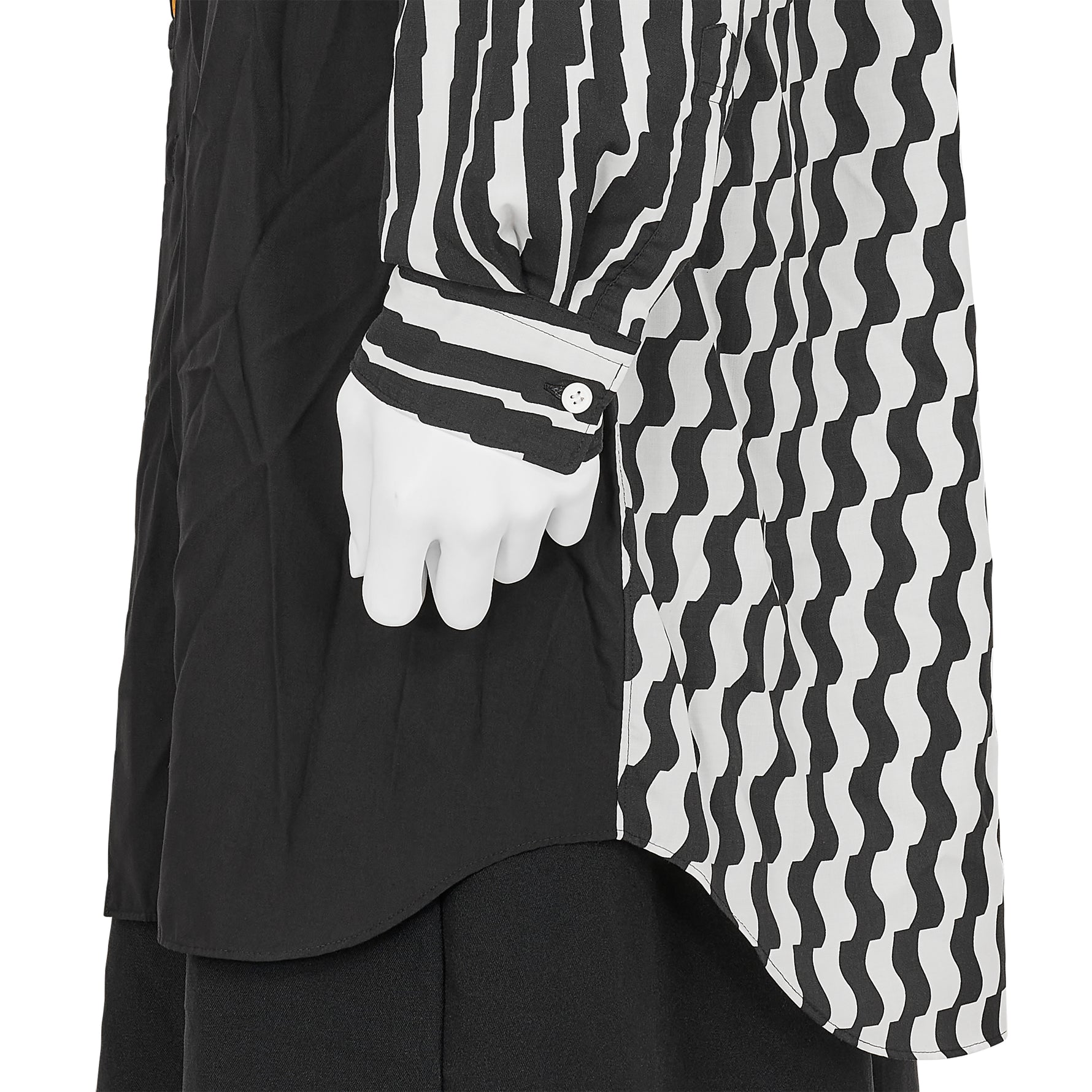 POLYESTER SHIRT WITH HOOD BLACK WHITE