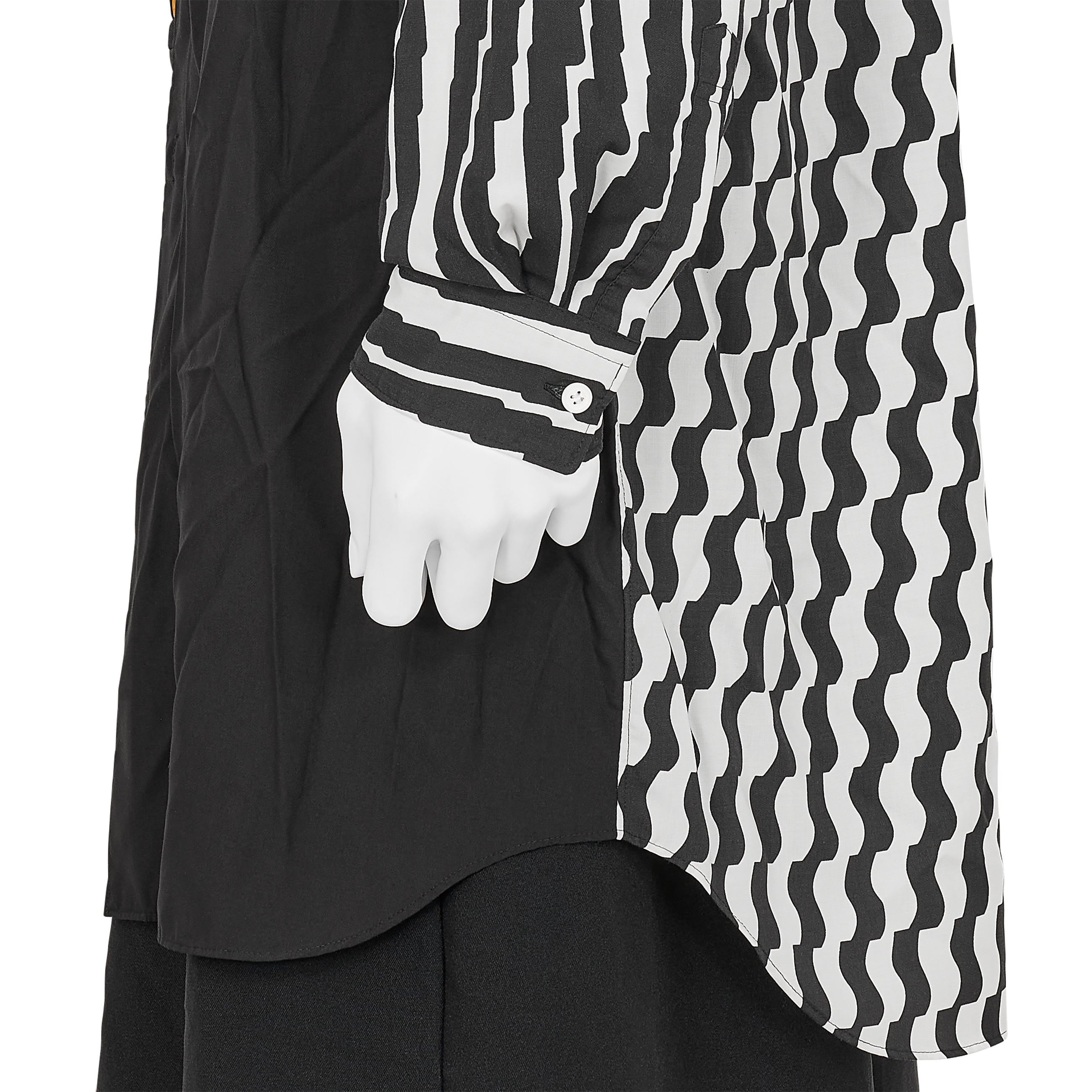 POLYESTER SHIRT WITH HOOD BLACK WHITE