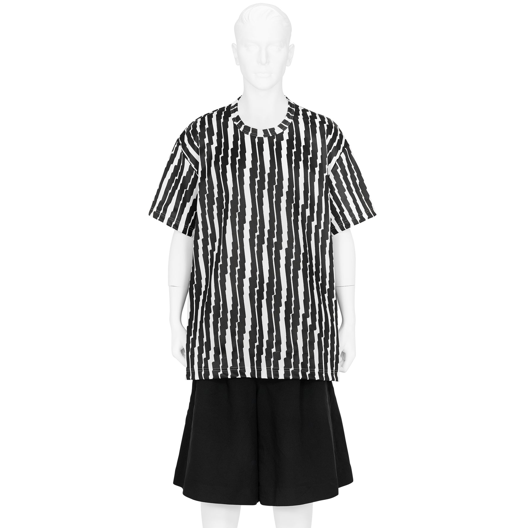 POLYESTER PRINT TEE SHIRT WHITE BLACK